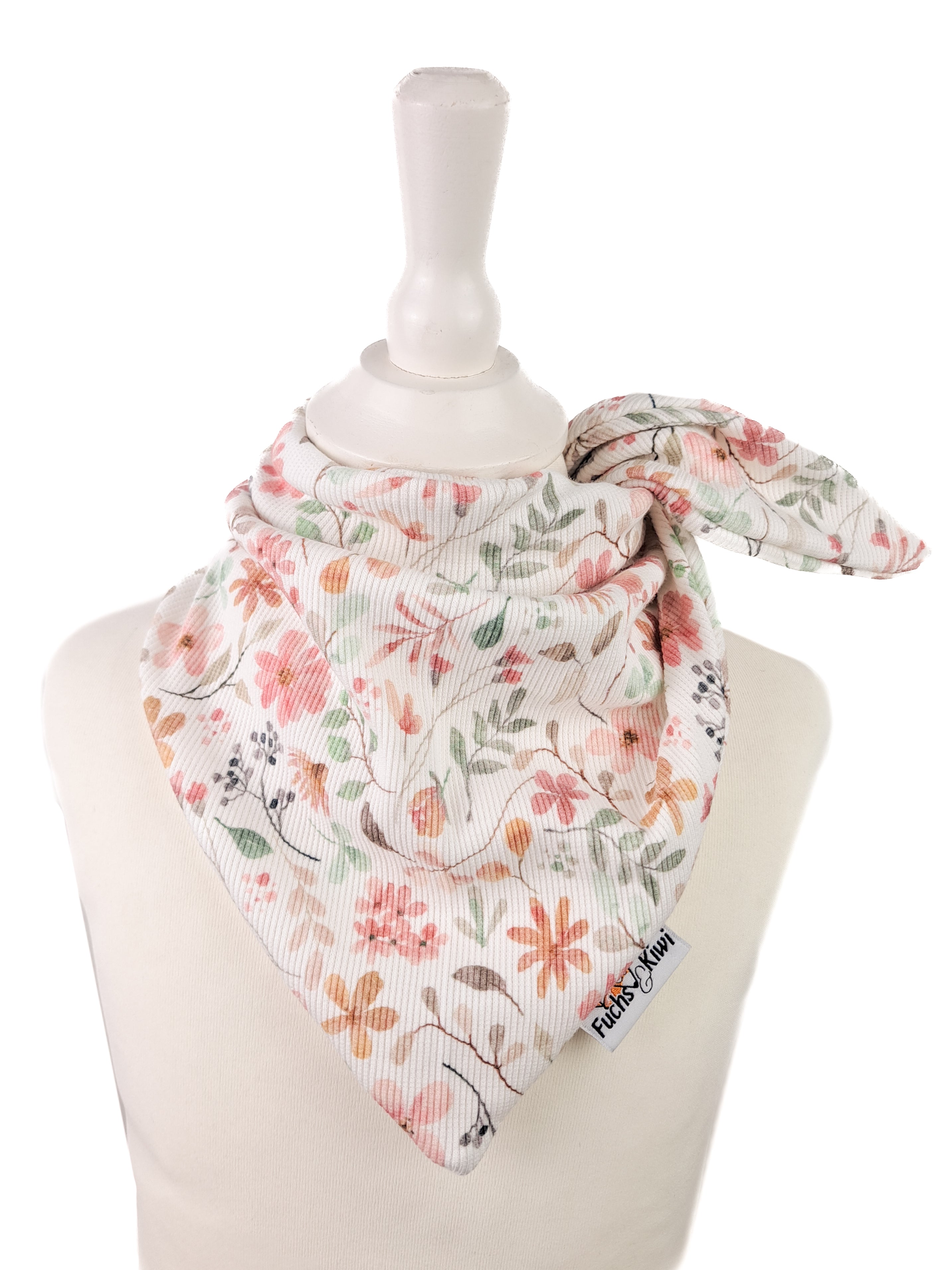 Tie-on Neck Scarf Fine Rib Floral Meadow
