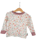 Long-sleeved Fine Rib Top with Floral Meadow Print