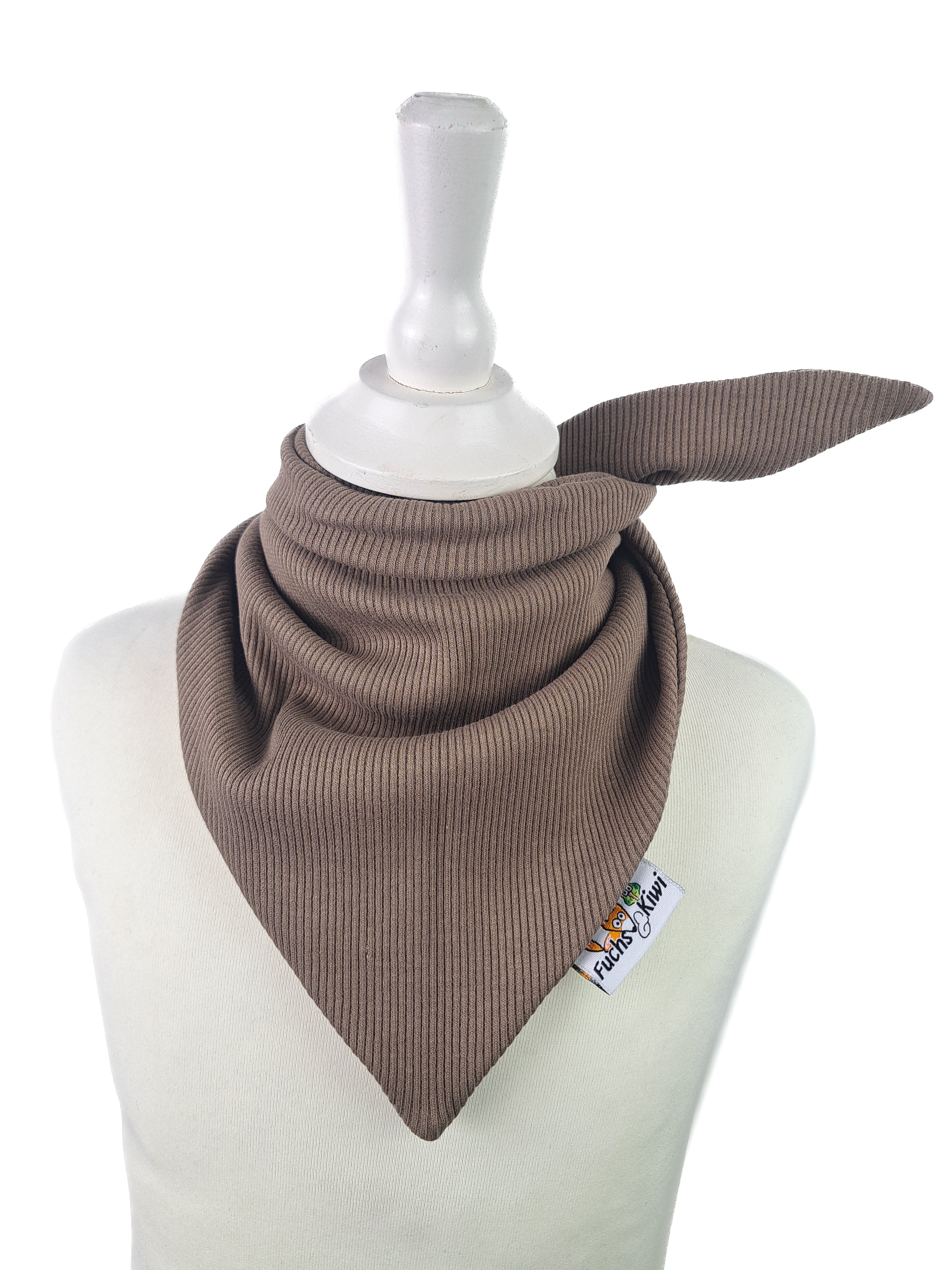 Tie-on fine rib scarf, taupe