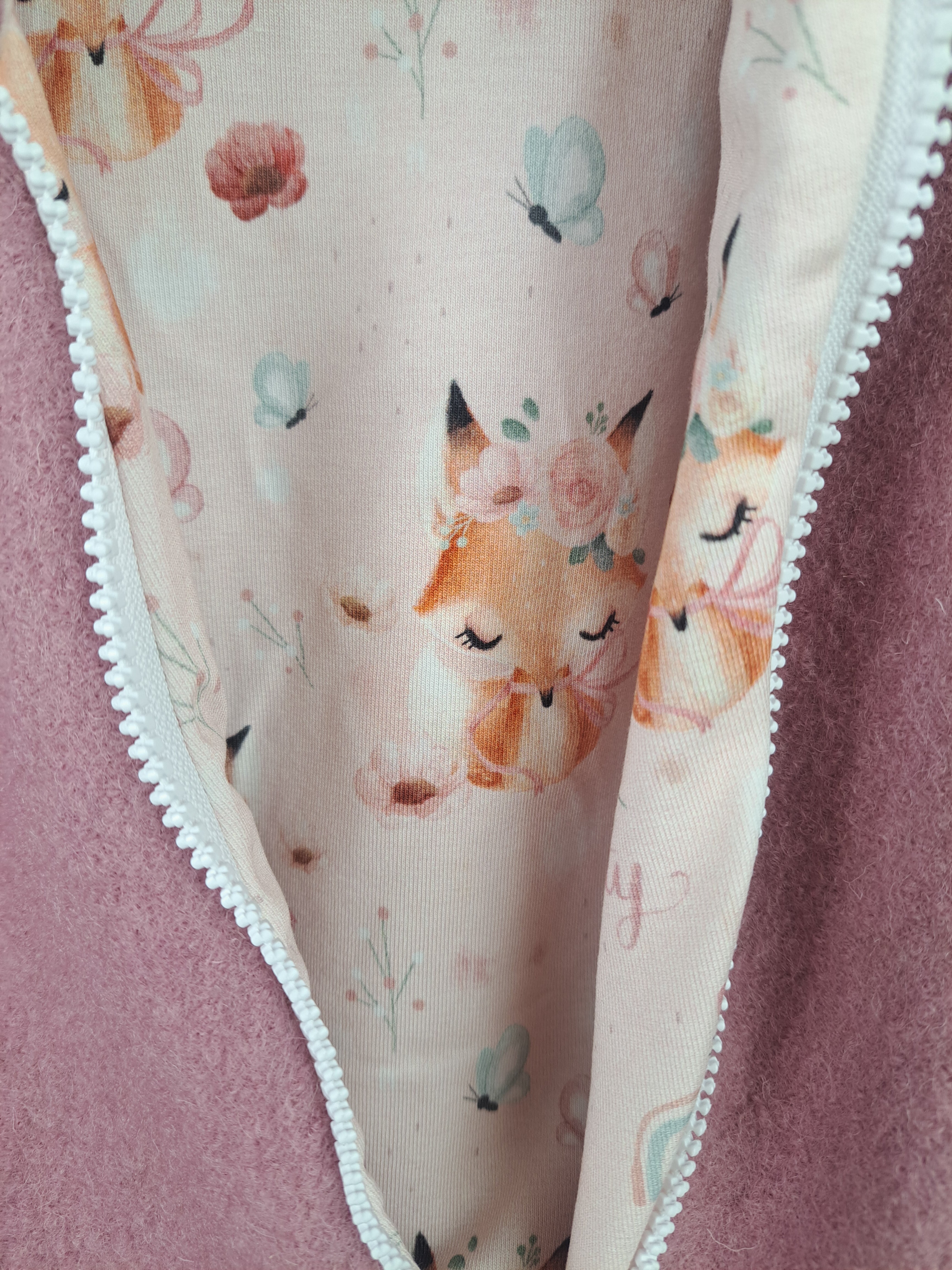Walkjacke altrosa mit Fuchsi rosa