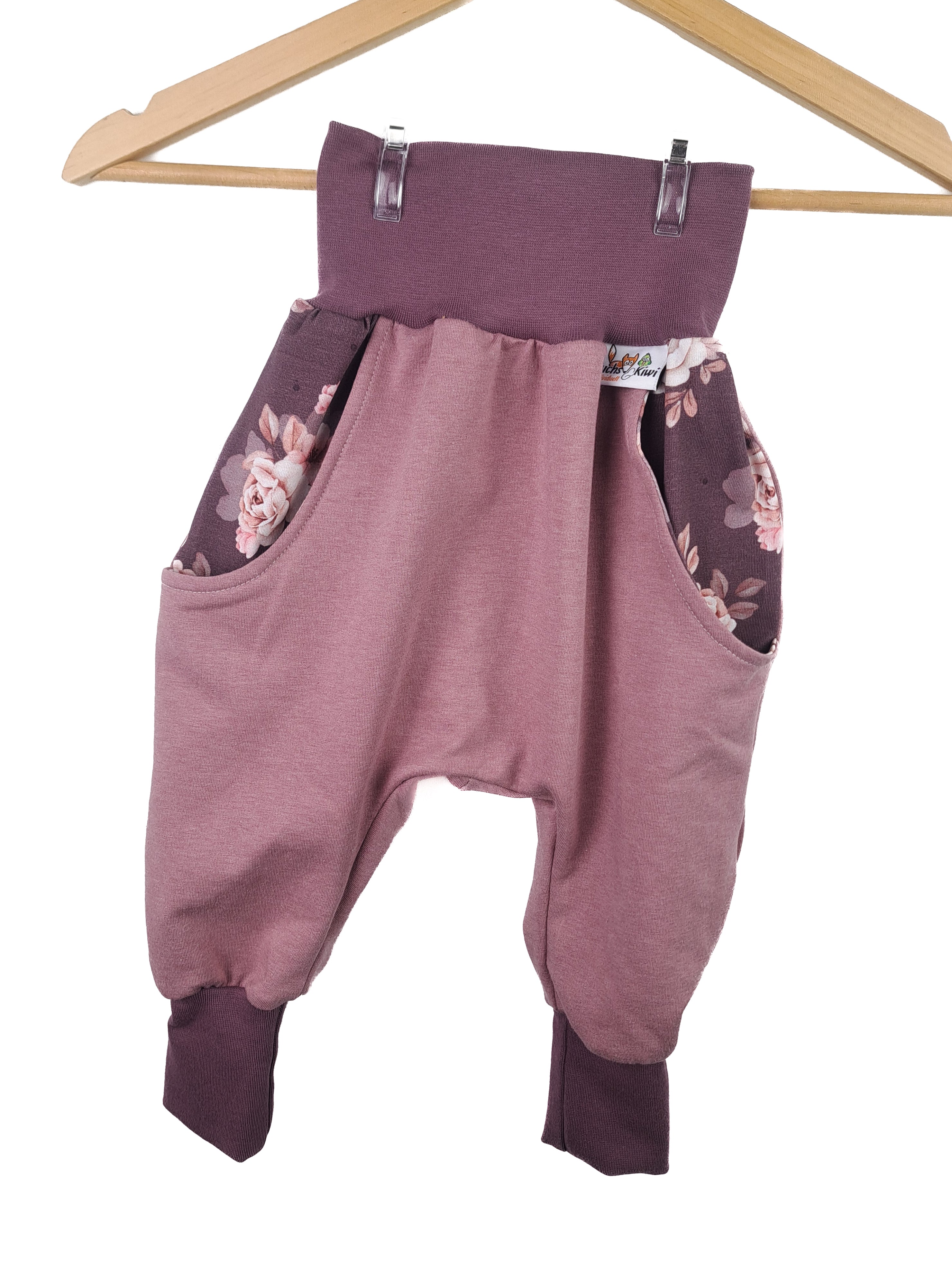 Indi Sweat Harem Pants old rose melange with Lovely Flowers