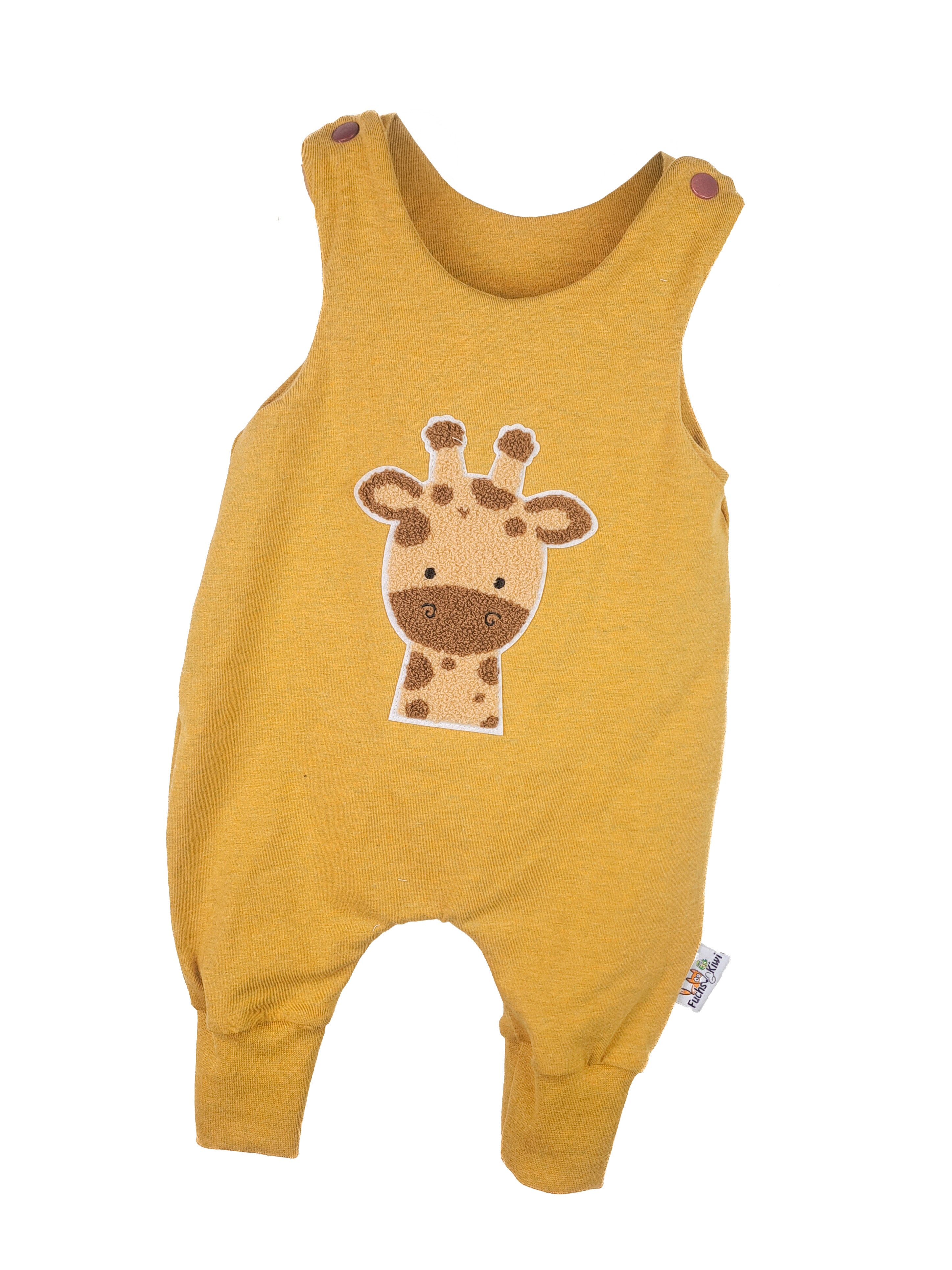 Strampler Giraffenkopf-Patch curry 56