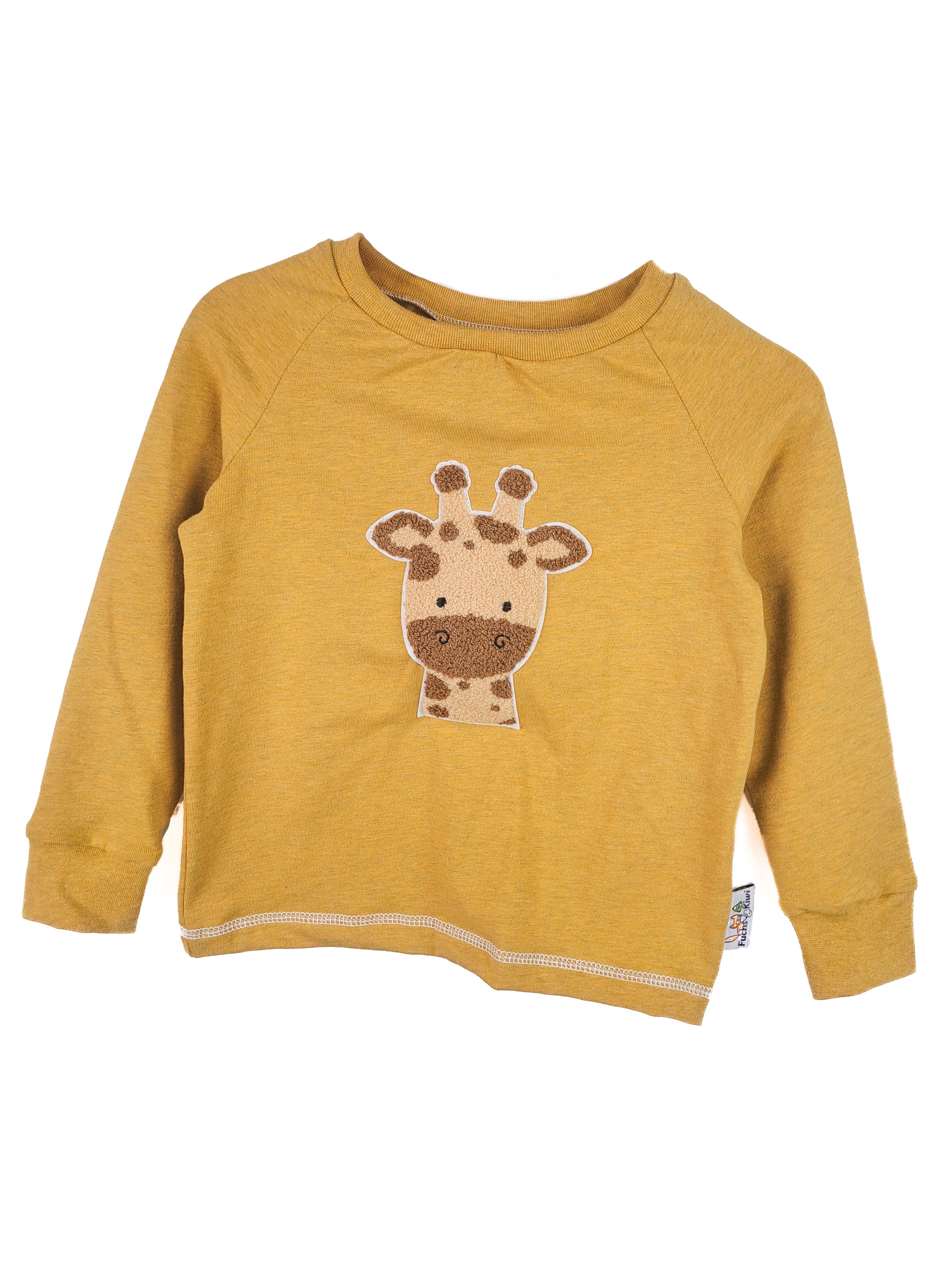Langarmshirt Giraffenkopf-Patch curry