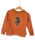 Long-sleeved T-shirt with T-Rex patch, khaki/rust