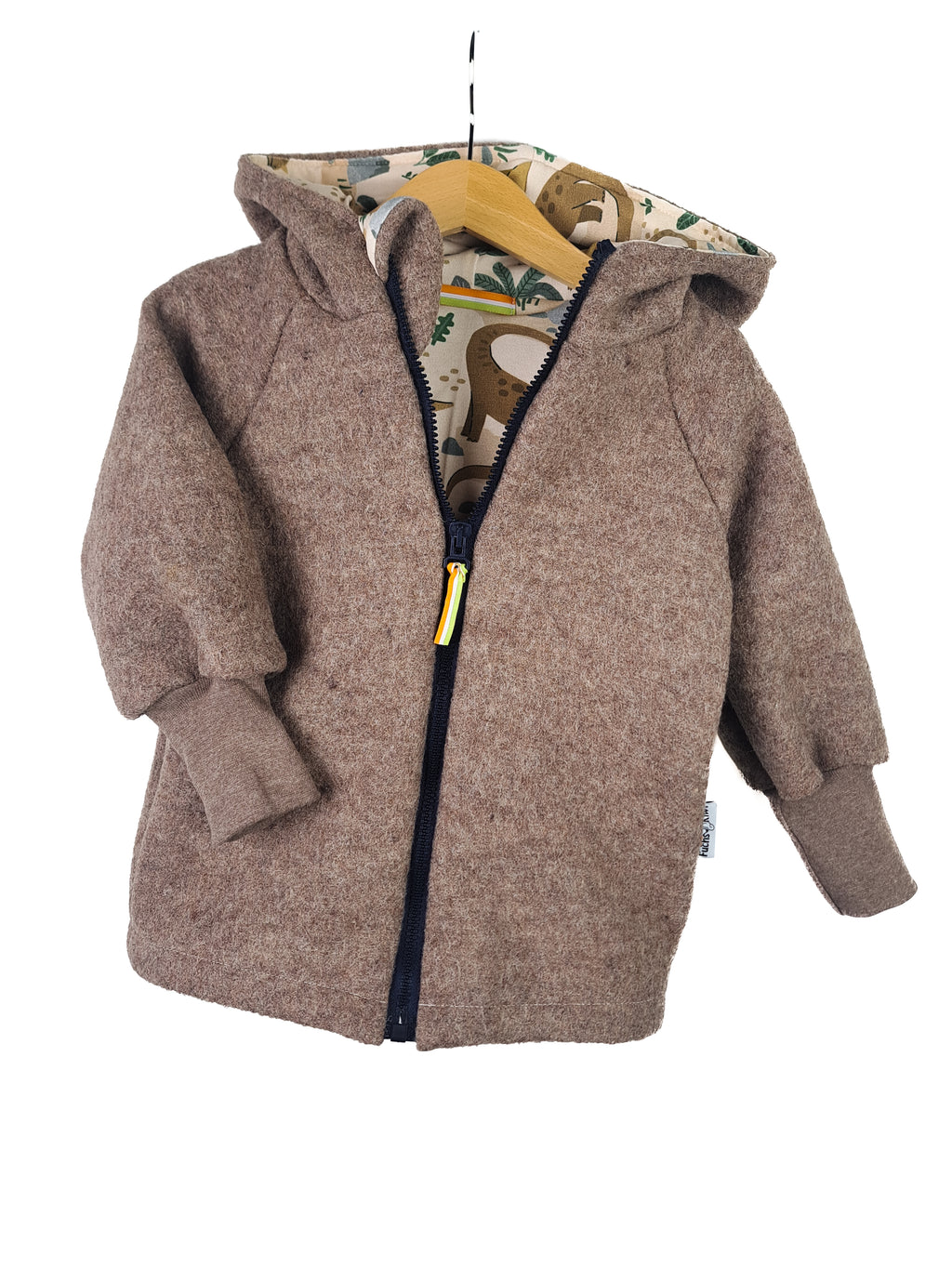 Walkjacke braun meliert mit Dinoparadies