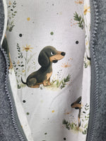 Walk overall grey mottled with dachshund
