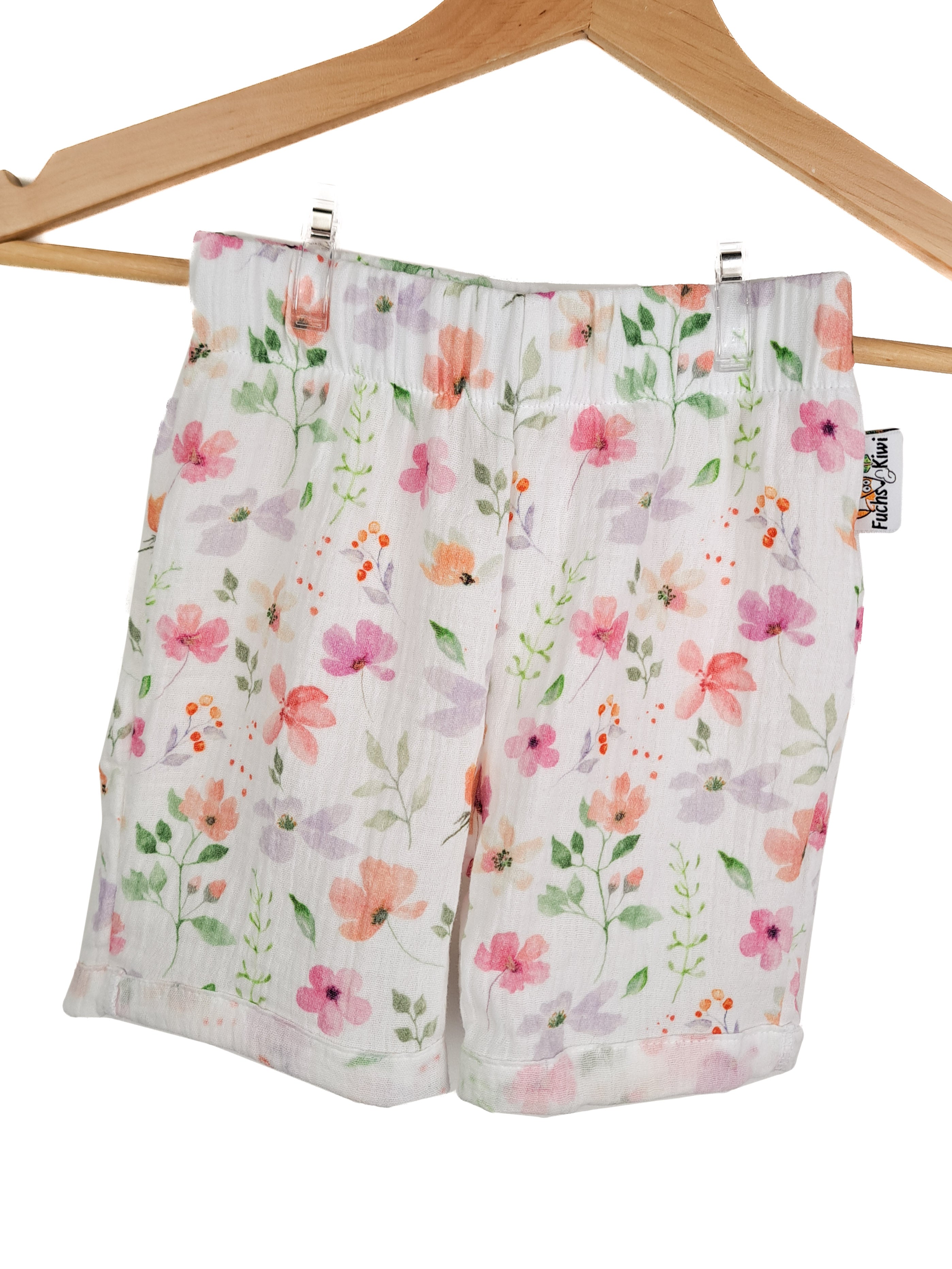 Kurze Shorts Musselin Blumen pastell 86/92
