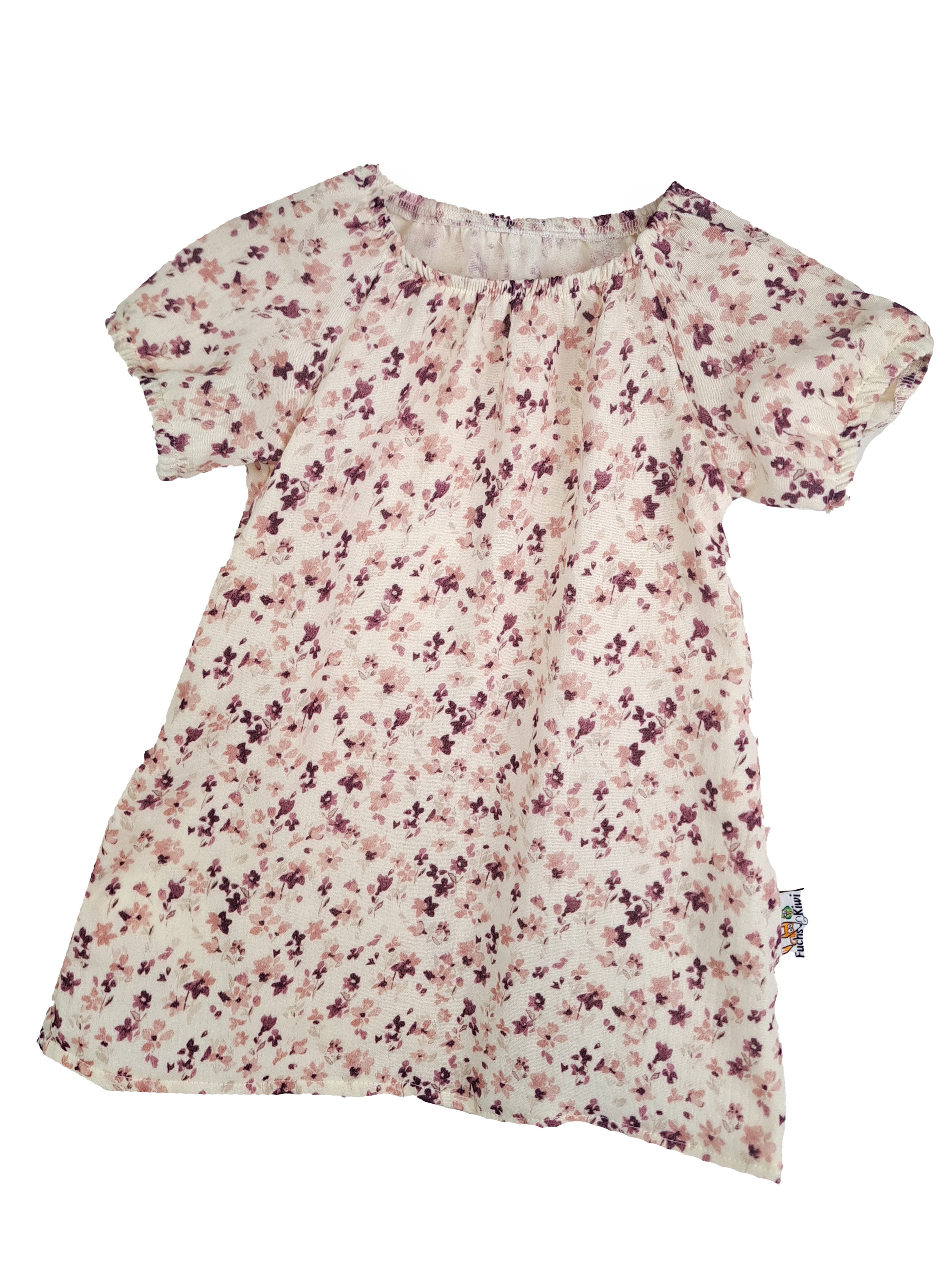 Kurzarmkleid Musselin Blümchen flieder 86/92