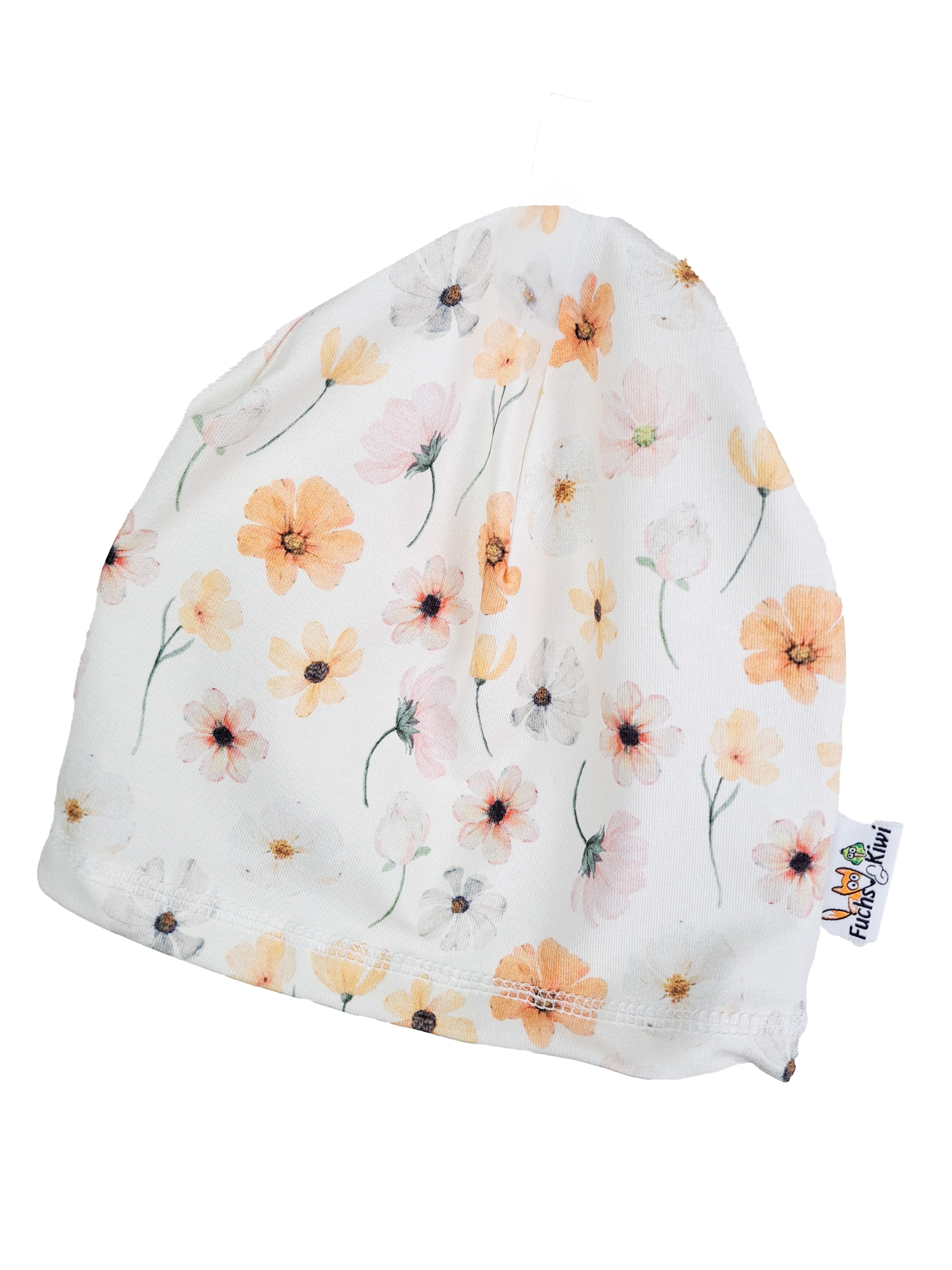 Beanie Sommerblumen pastell 46-48