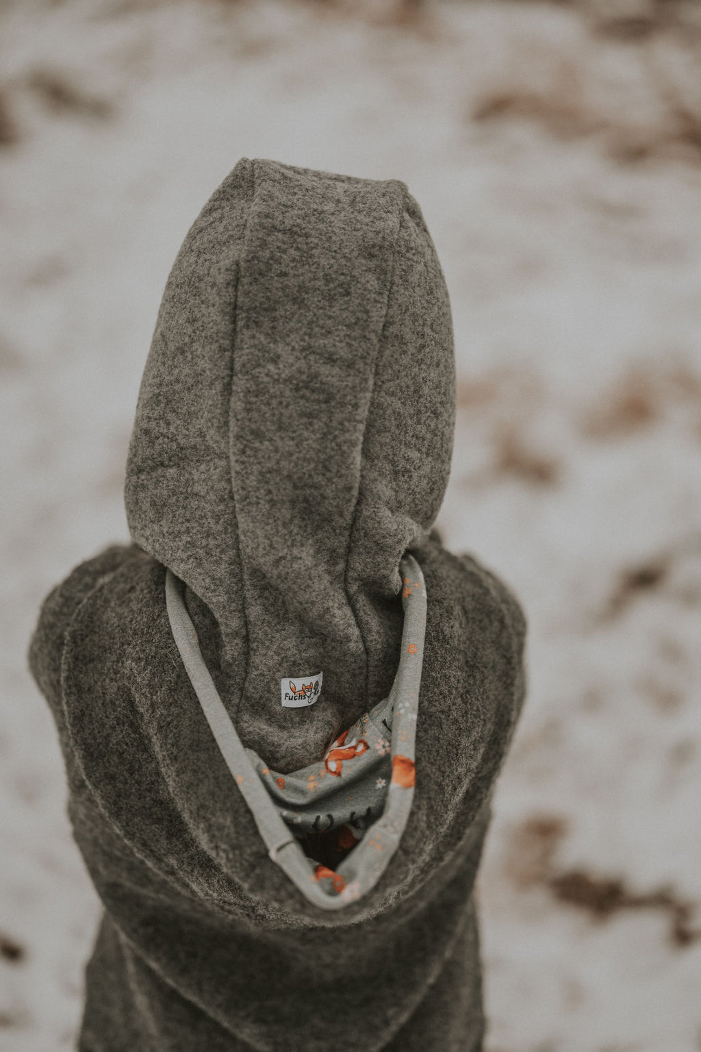 Balaclava made of mottled brown merino wool fleece