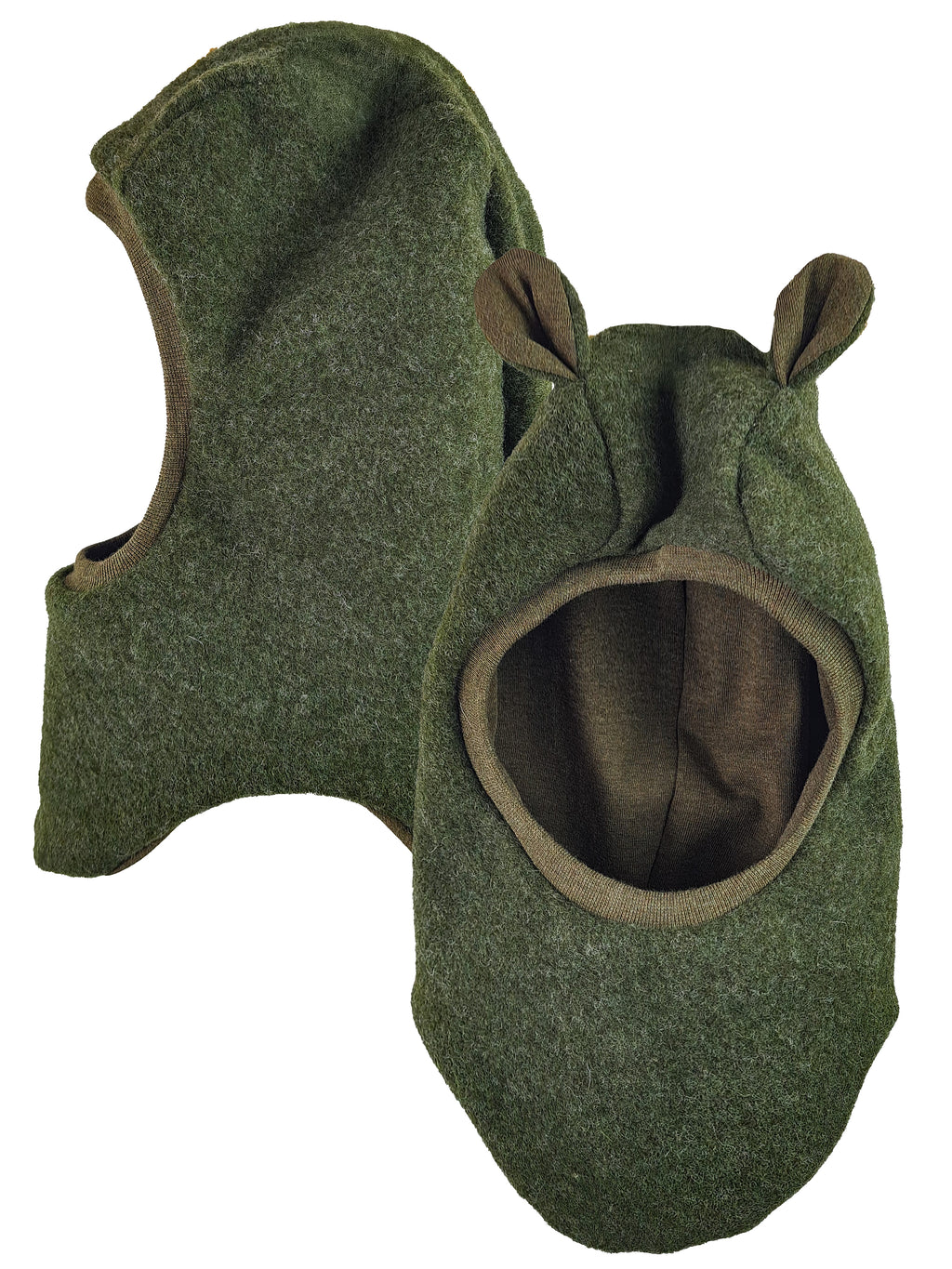 Schlupfmütze aus Merino Wollfleece moosgrün