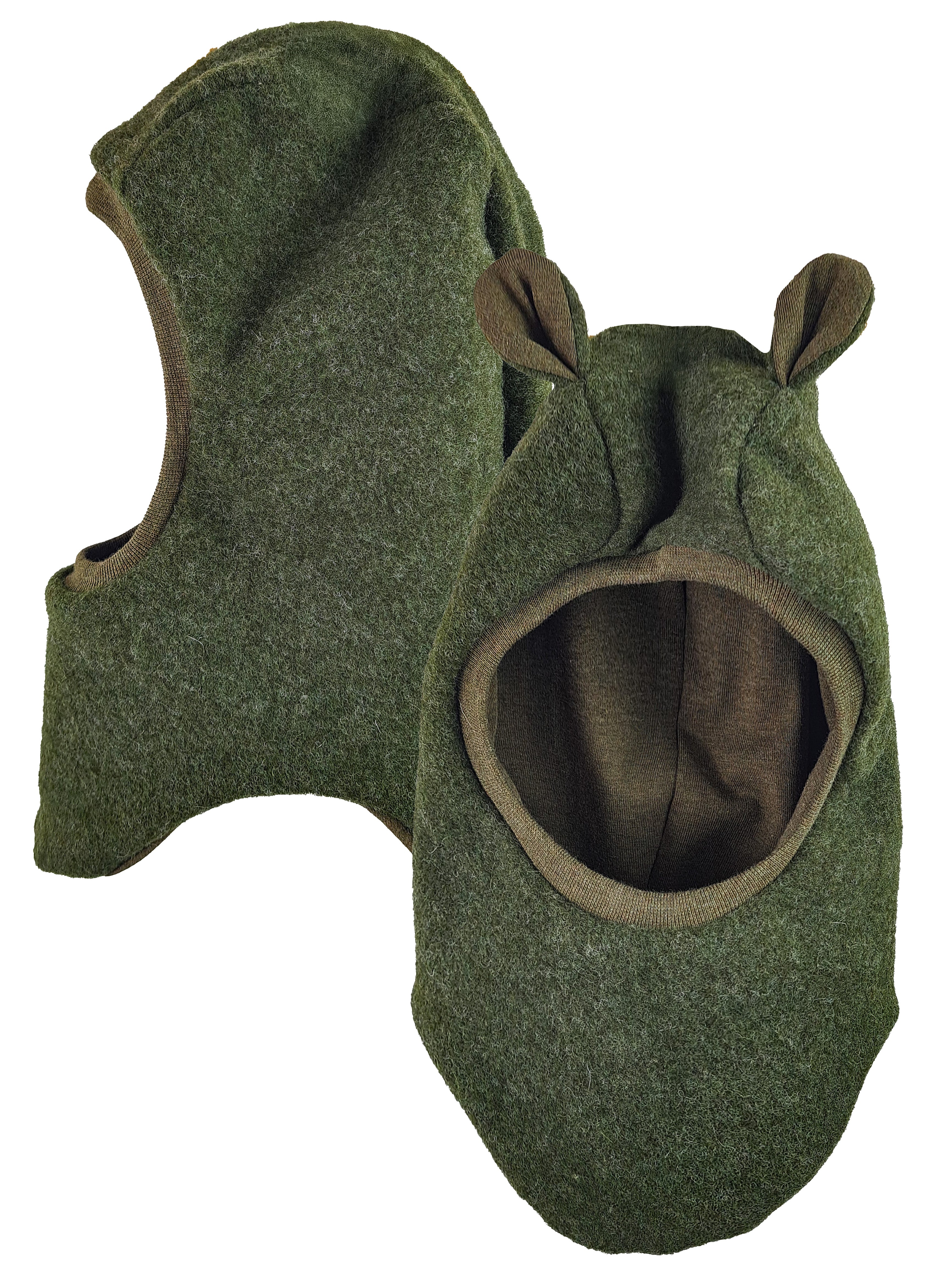 Schlupfmütze aus Merino Wollfleece moosgrün