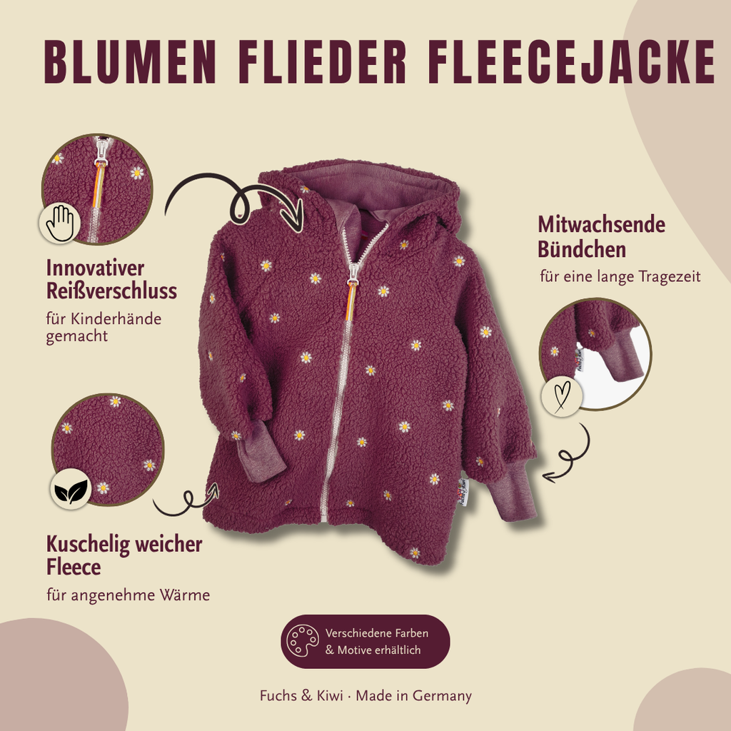 Jacke aus Fleece Blumen flieder