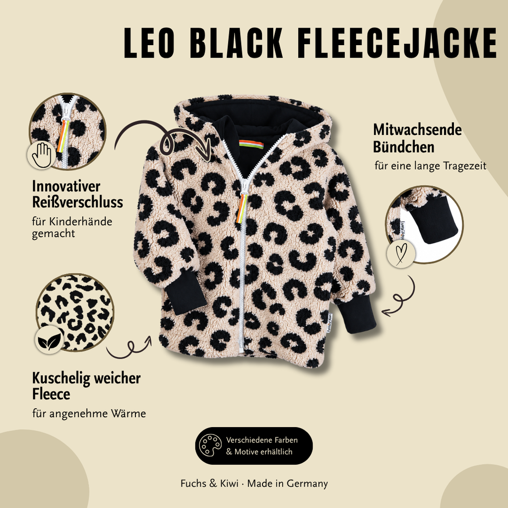 Jacke aus Fleece Leo black