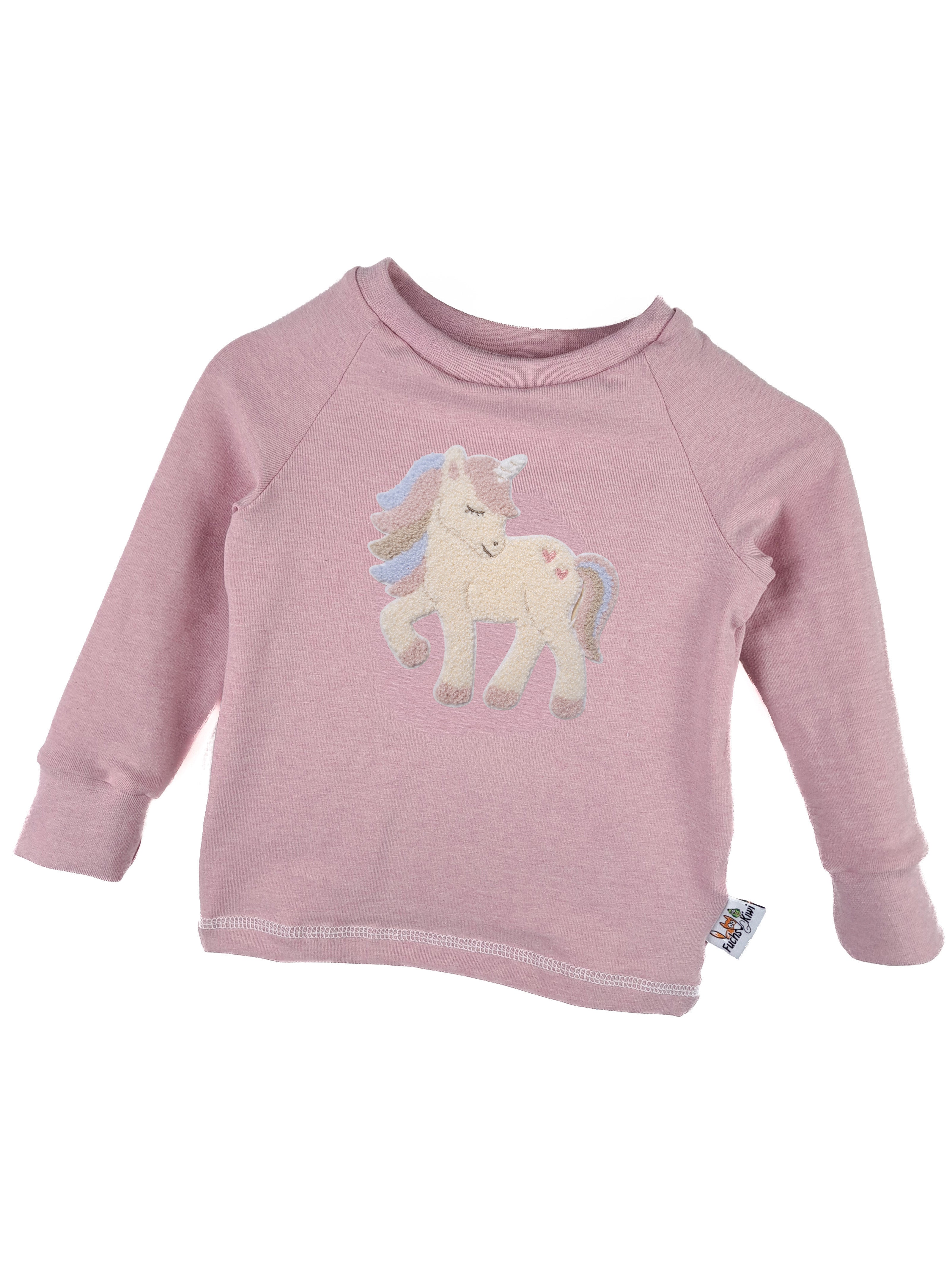 Langarmshirt Einhorntraum-Patch rosa