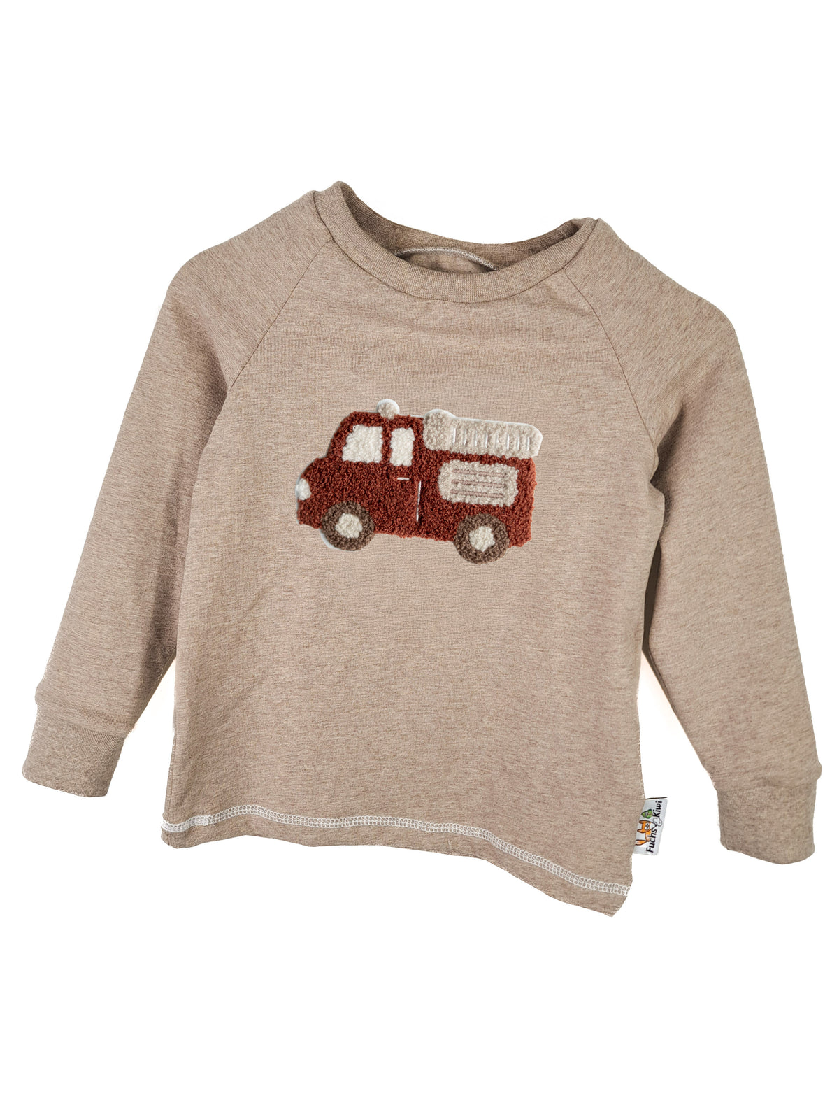 Langarmshirt Feuerwehrauto-Patch sand