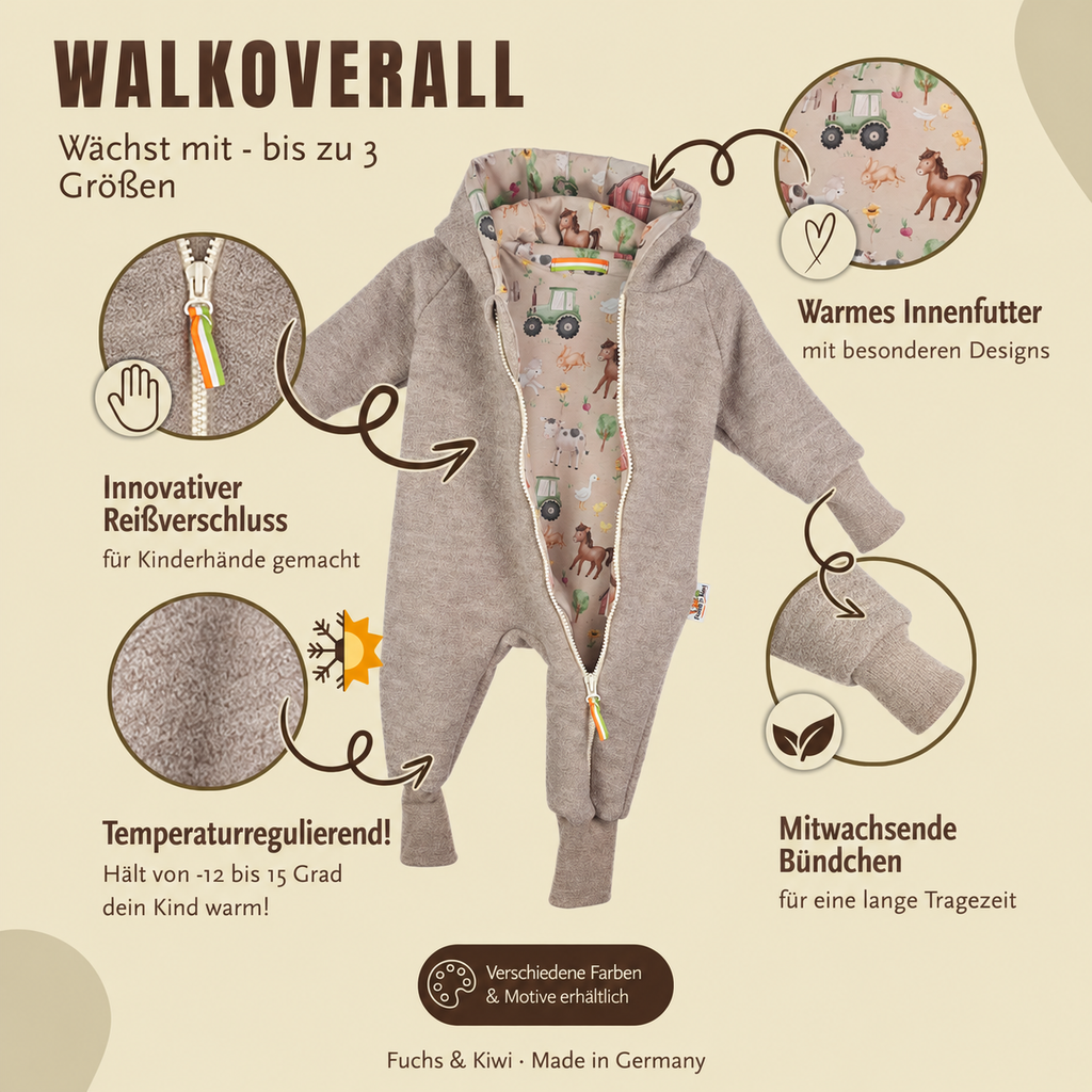 Walkoverall sand meliert mit Bauernhof sand