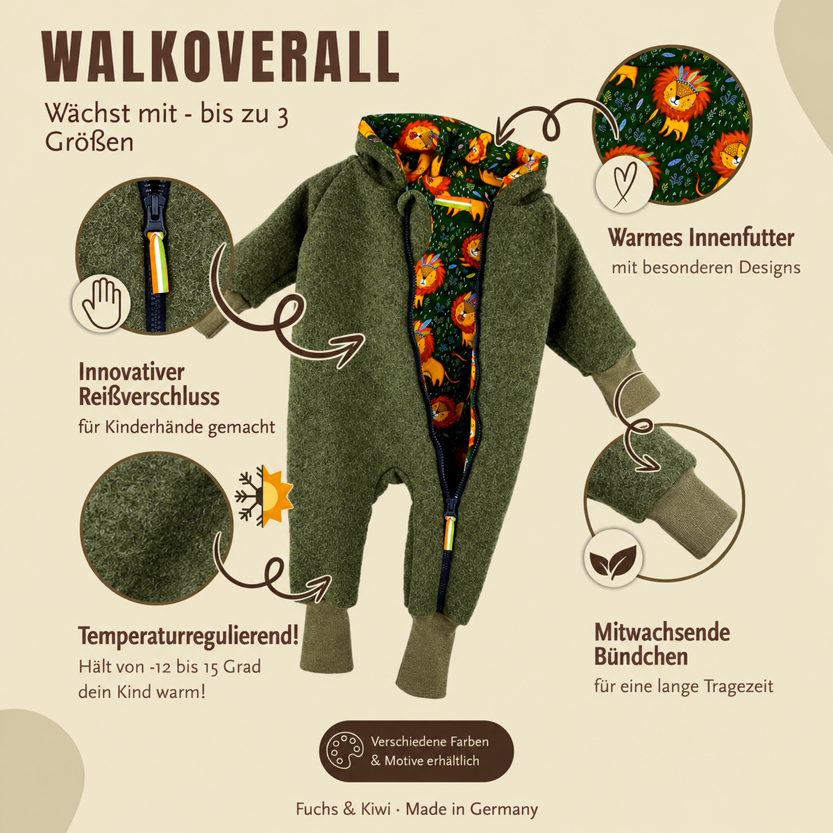 Walk overall mottled moss green with lion fir