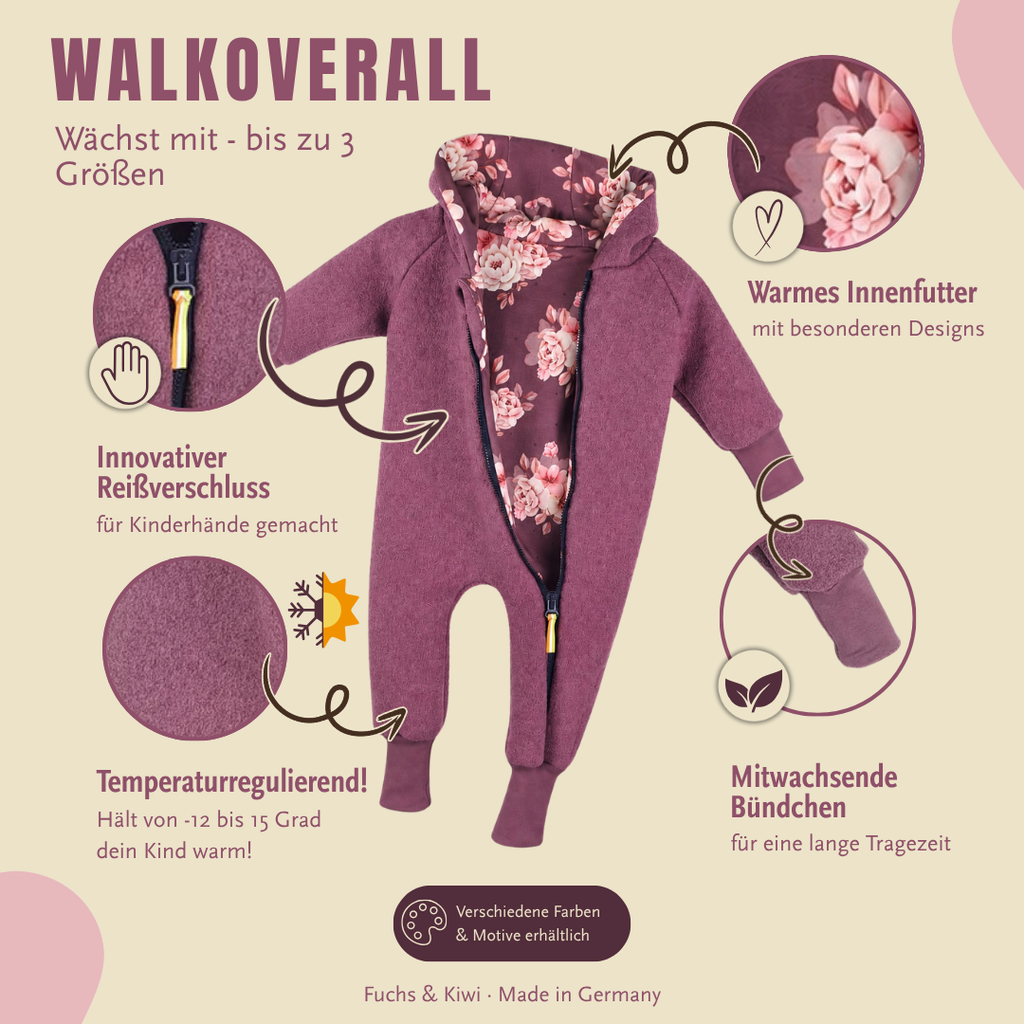 Walkoverall flieder mit Lovely Flowers