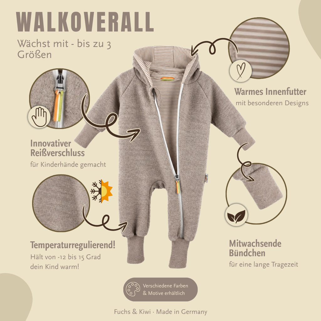 Walkoverall sand meliert mit Streifen beige