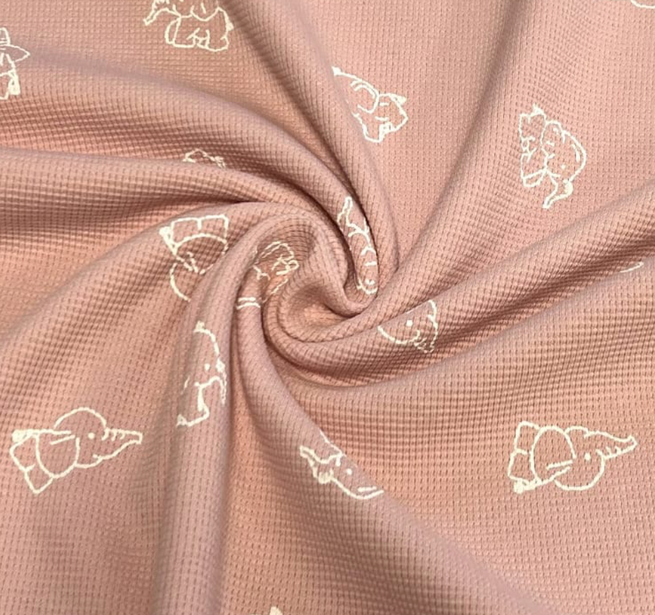 Waffeljersey Elefanten rosa