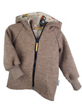 Brown mottled walking jacket with Our Little Farm