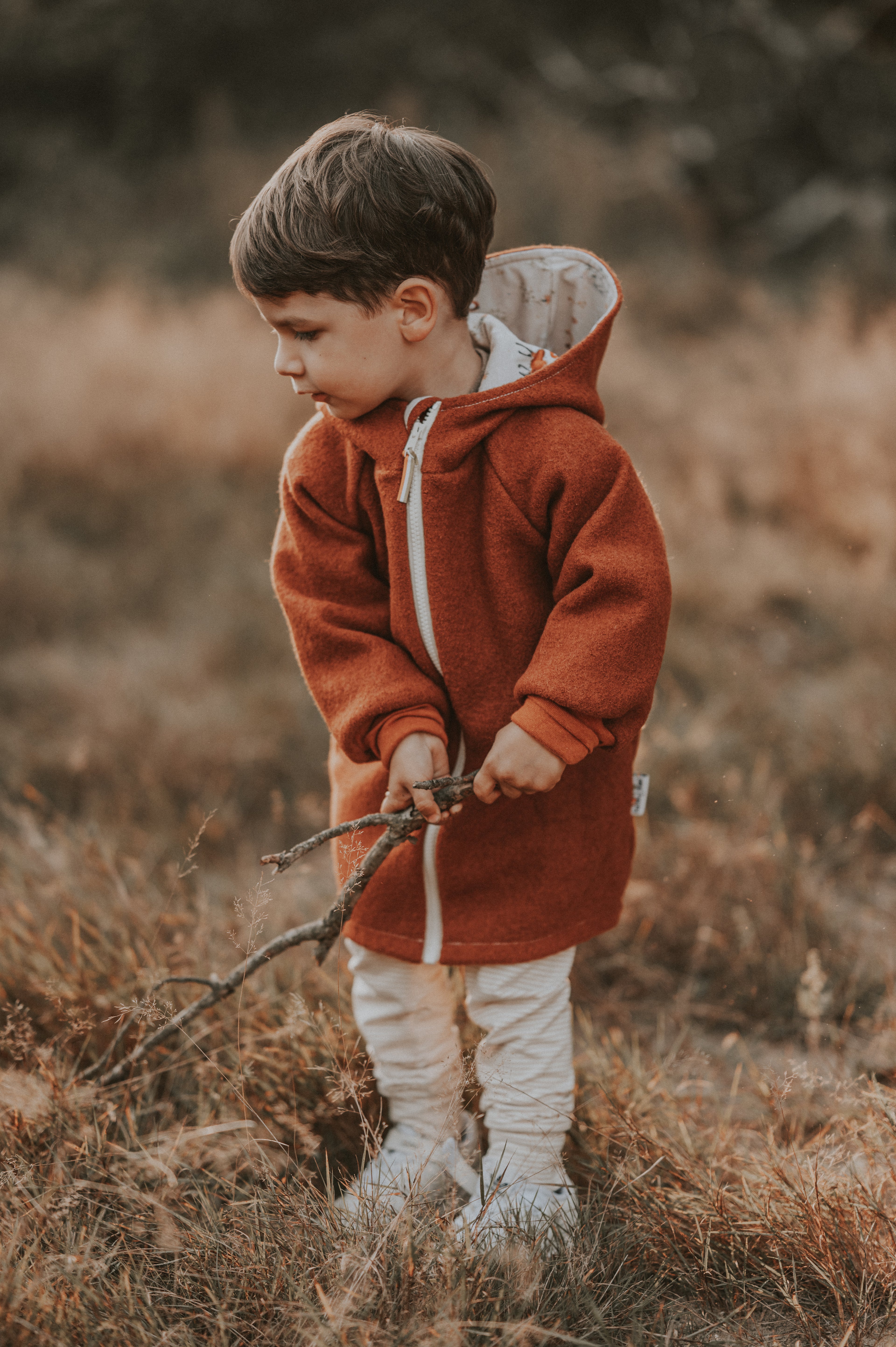 Walkjacke rost mit Fuchsi creme