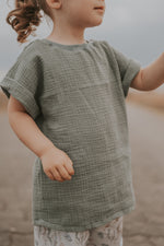 T-Shirt mit Umschlagarmen Musselin altrosa