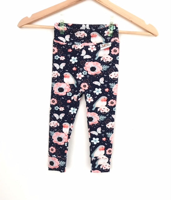 Leggings with little birds, dark blue