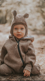 Balaclava made of mottled brown merino wool fleece