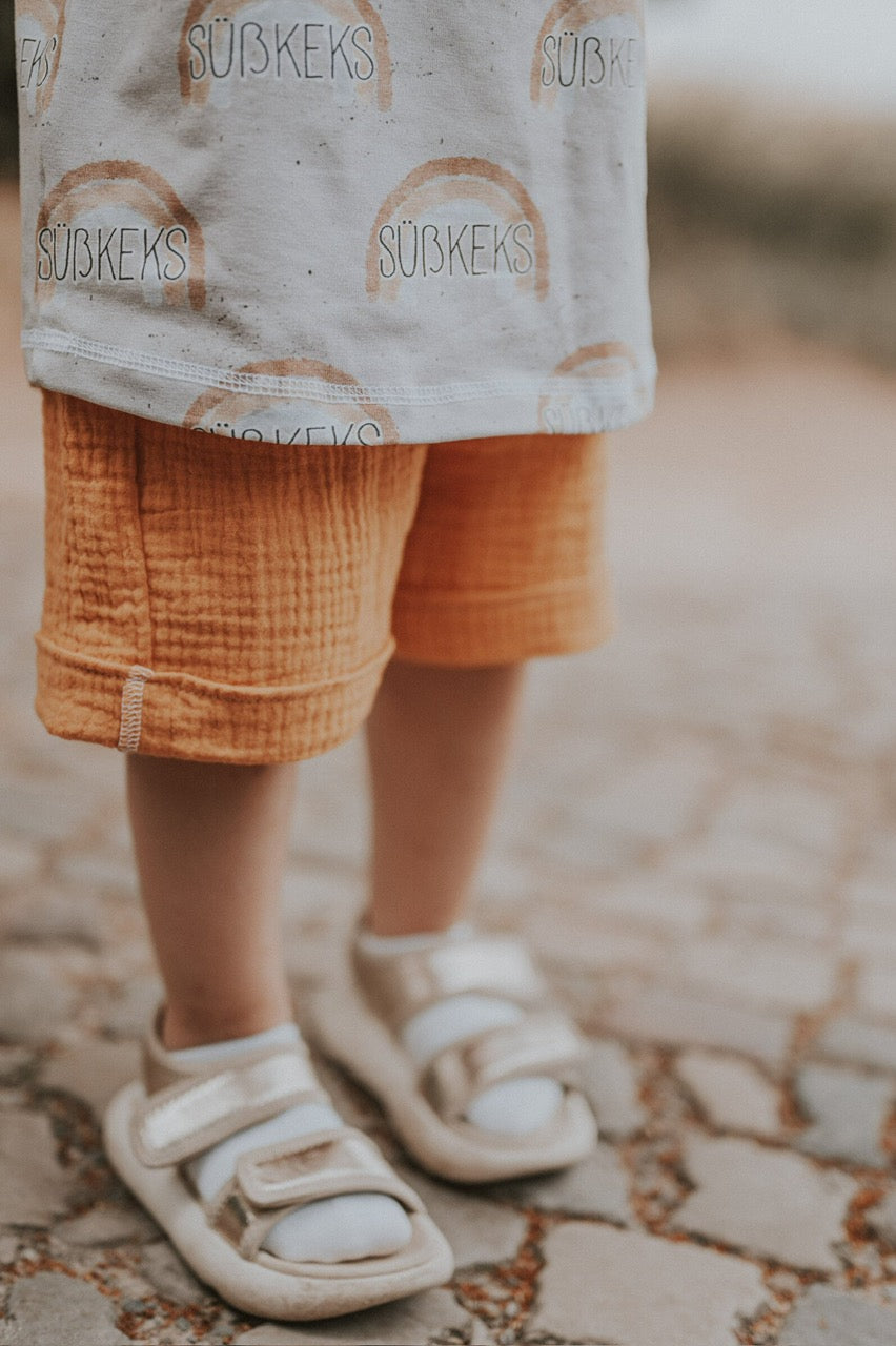 Kurze Shorts Musselin altrosa