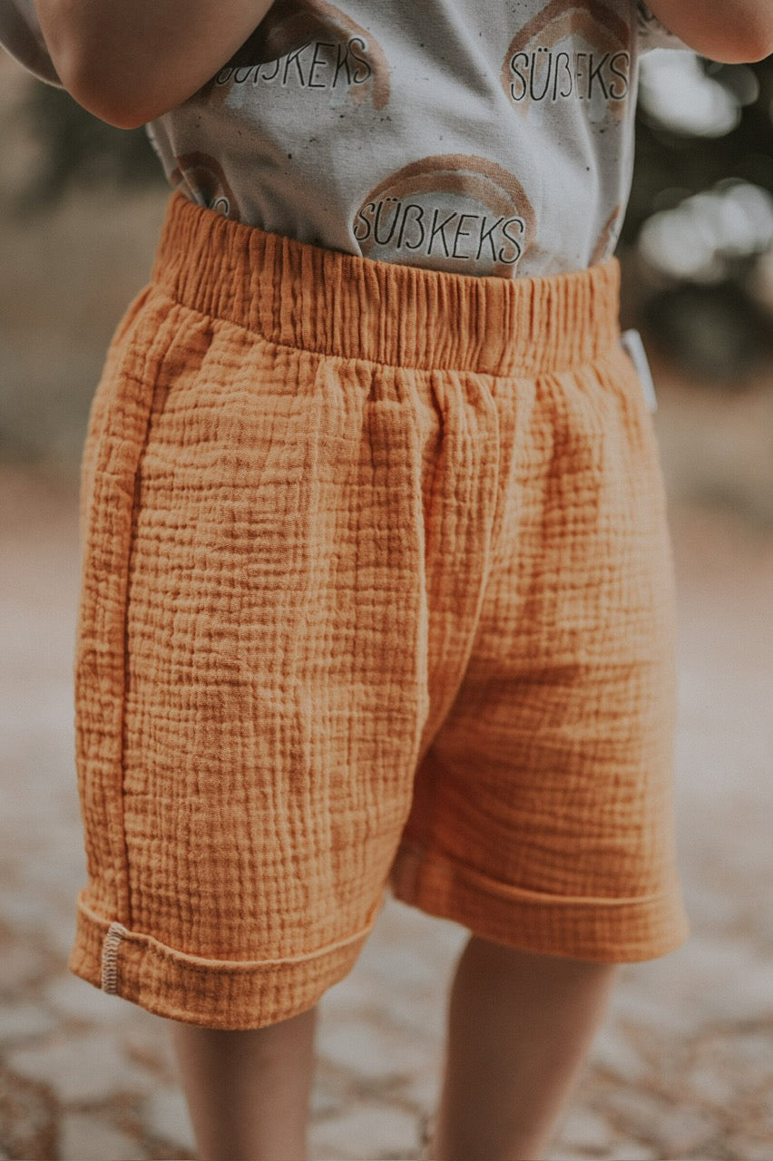 Kurze Shorts Musselin khaki