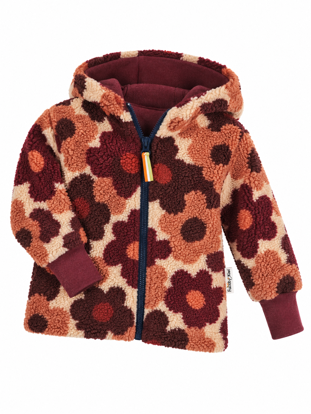 Jacke aus Fleece Blumen weinrot