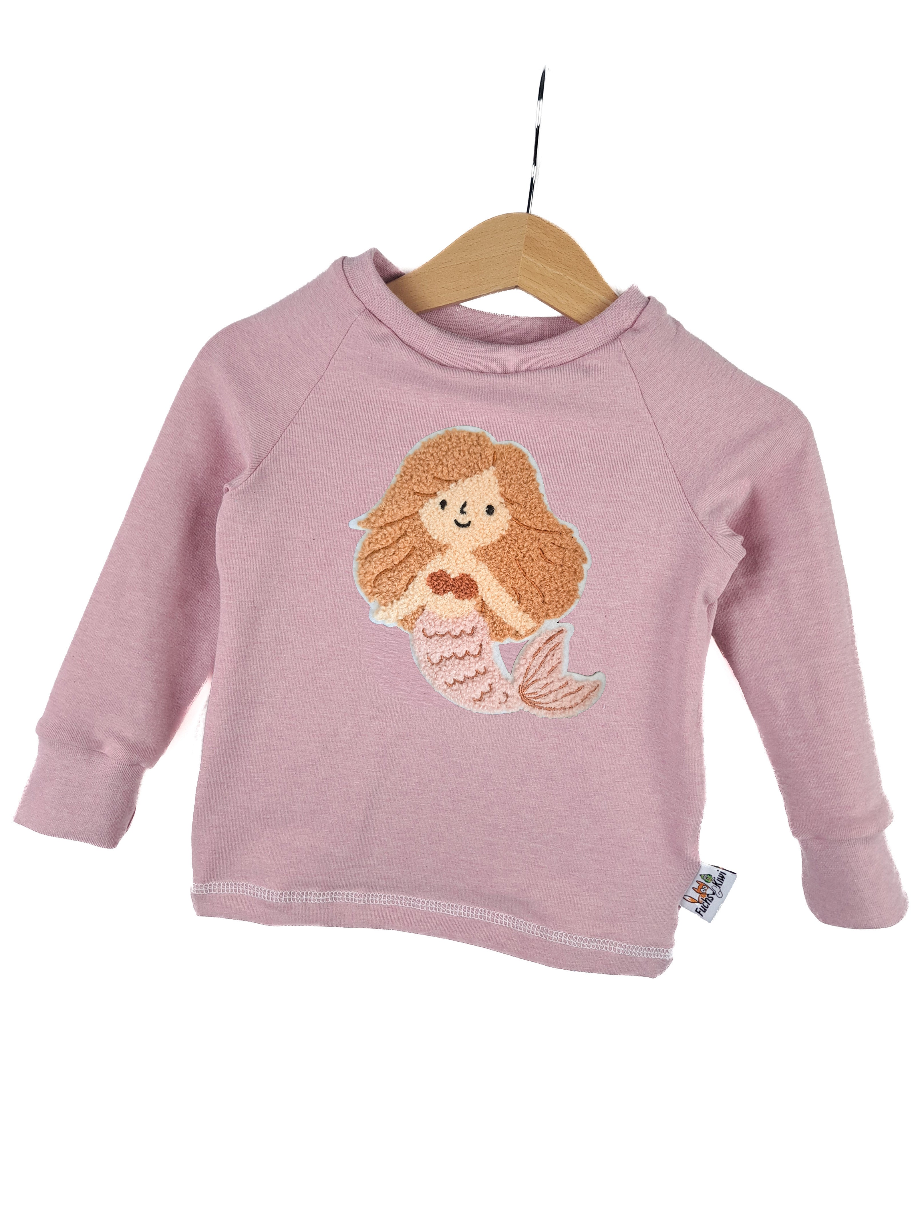 Long-sleeved shirt mermaid patch pink