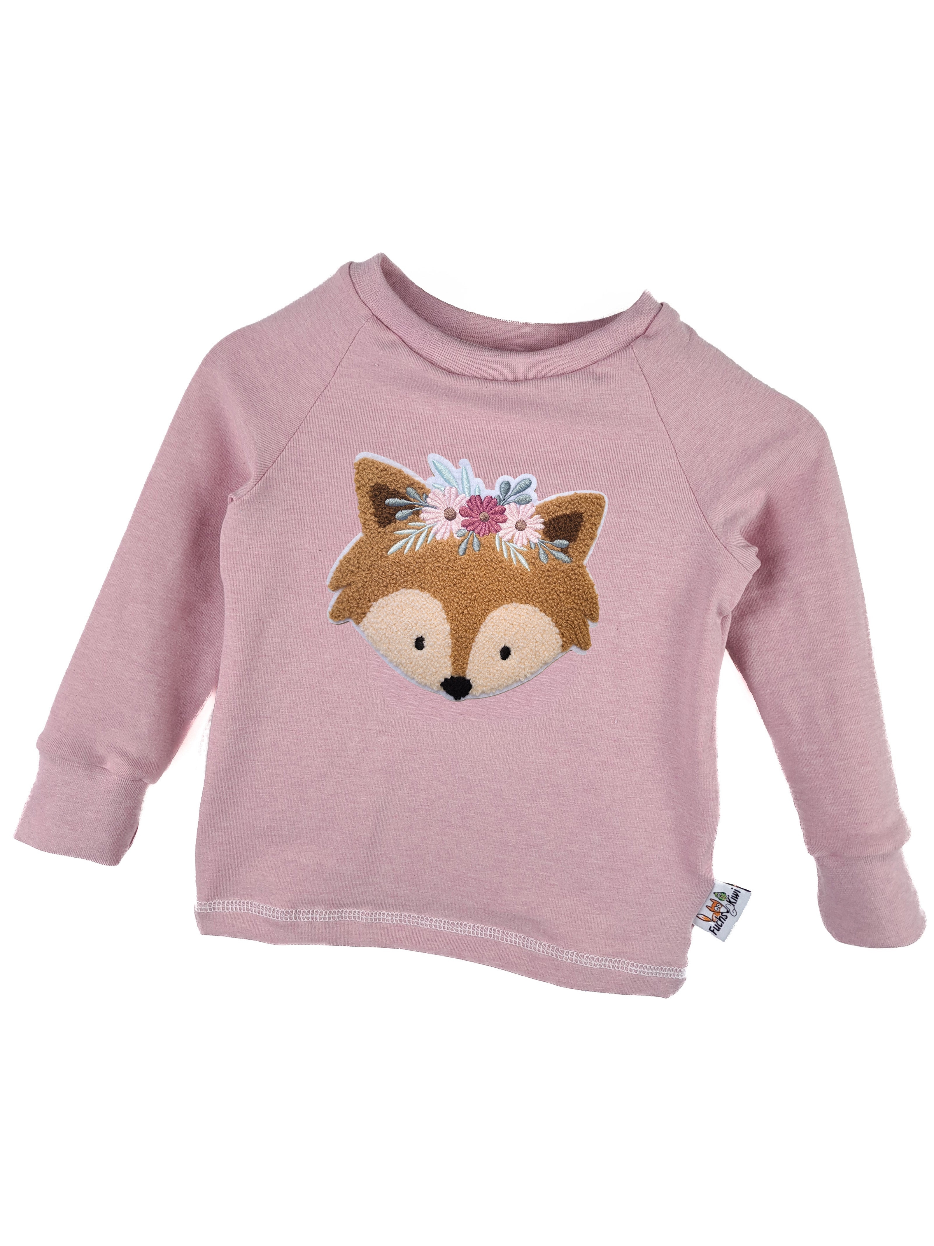 Langarmshirt Blumenfuchs-Patch rosa