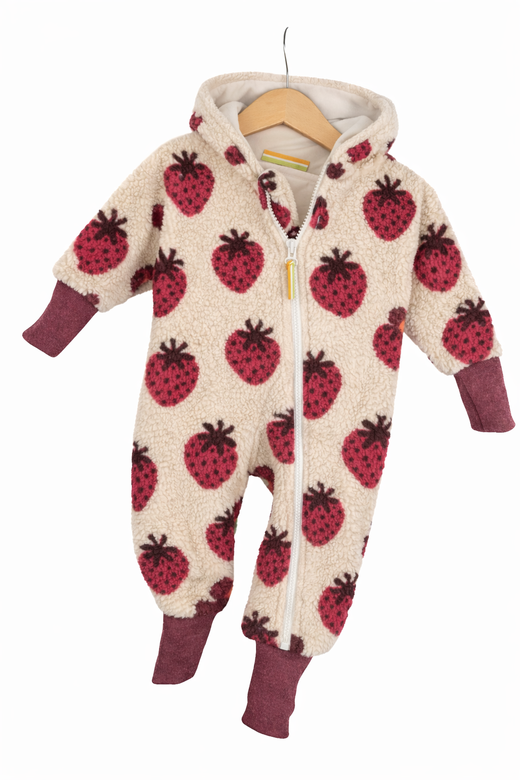 Overall aus Fleece Erdbeere