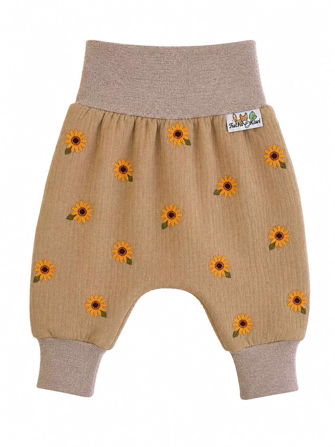 Pumphose Musselin Sonnenblumen beige