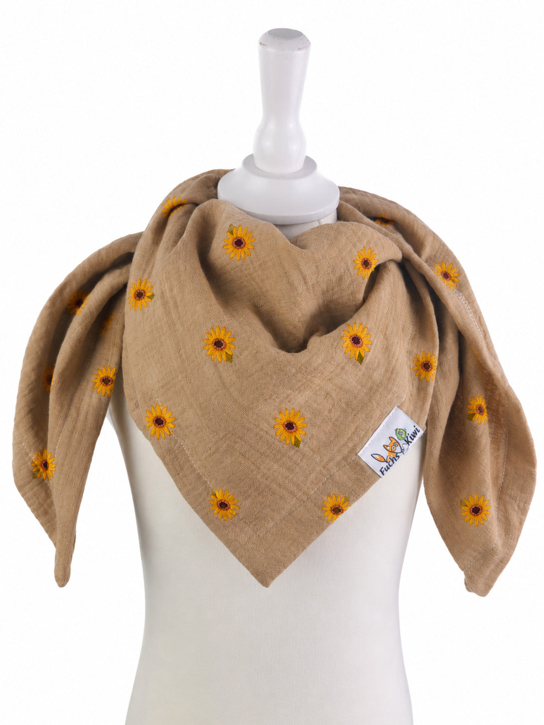 Tuch zum Binden Musselin Sonnenblumen beige