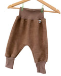 Felted wool harem pants, brown mottled