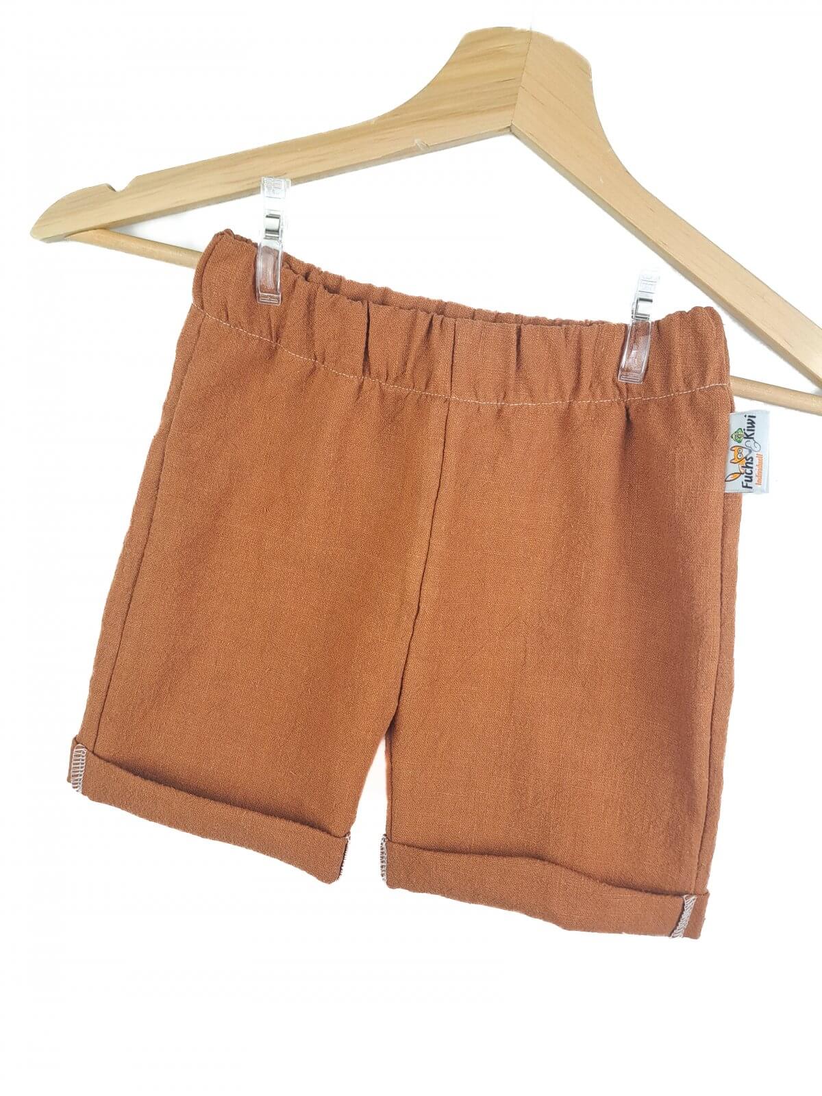 Individuell Kurze Shorts Leinen karamell mit Taschen 74/80