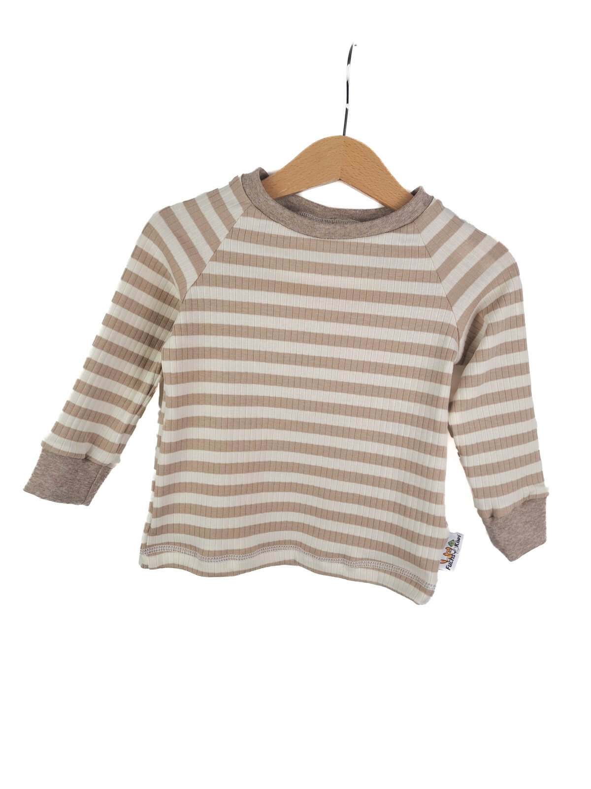 Langarmshirt Feinripp Streifen beige