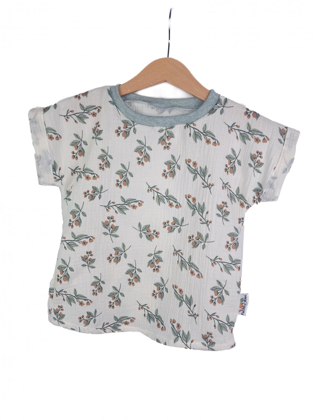 T-Shirt mit Umschlagarmen Musselin Blumenliebe 86/92