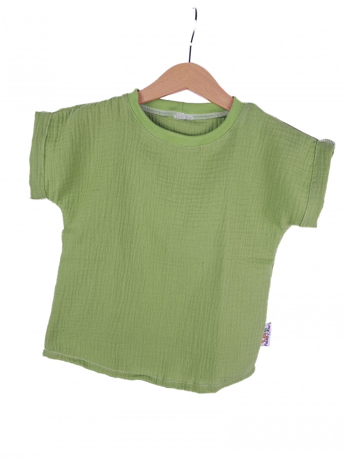 T-Shirt mit Umschlagarmen Musselin lime 86/92