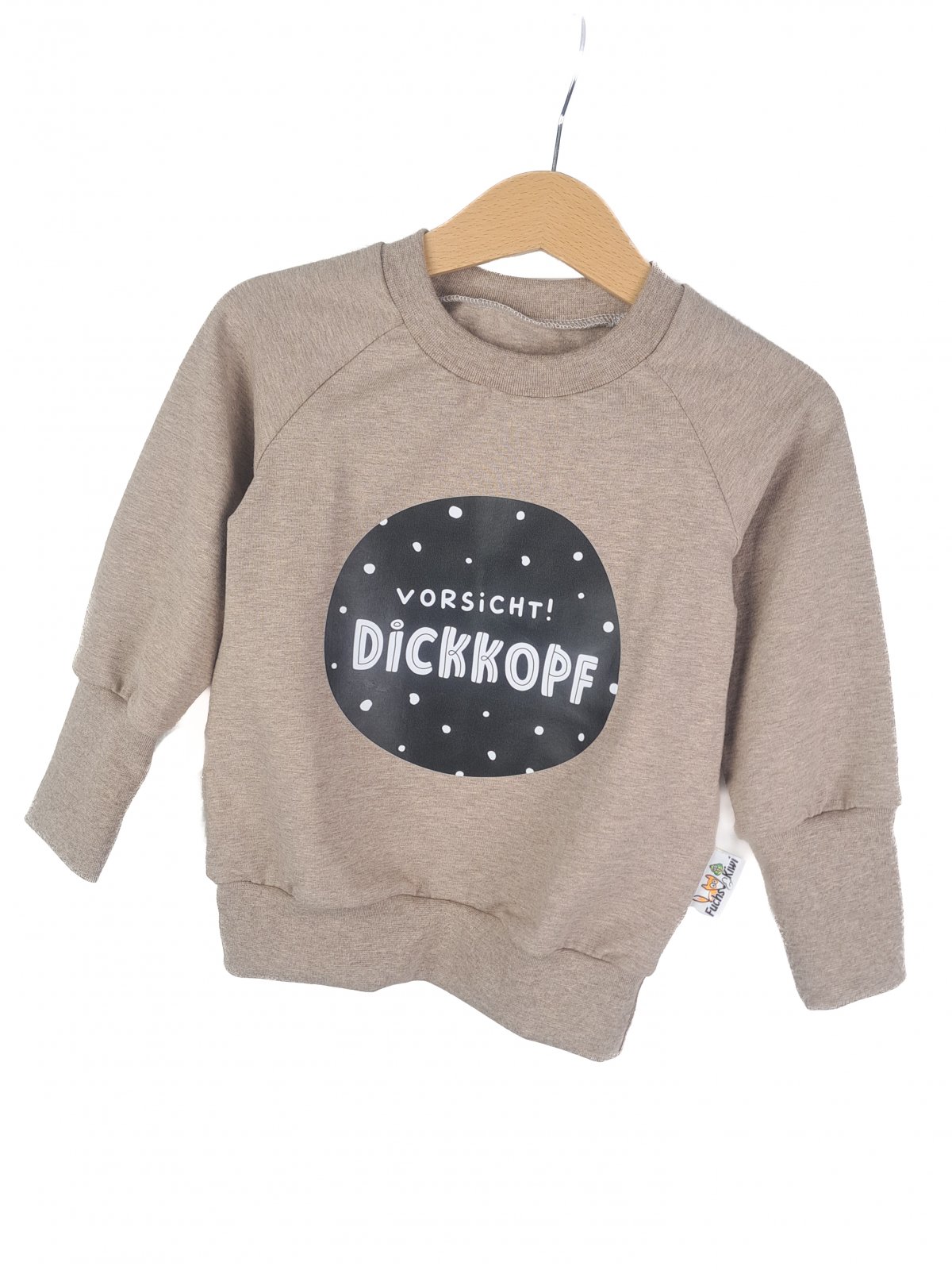 Pullover Vorsicht Dickkopf-Patch sand