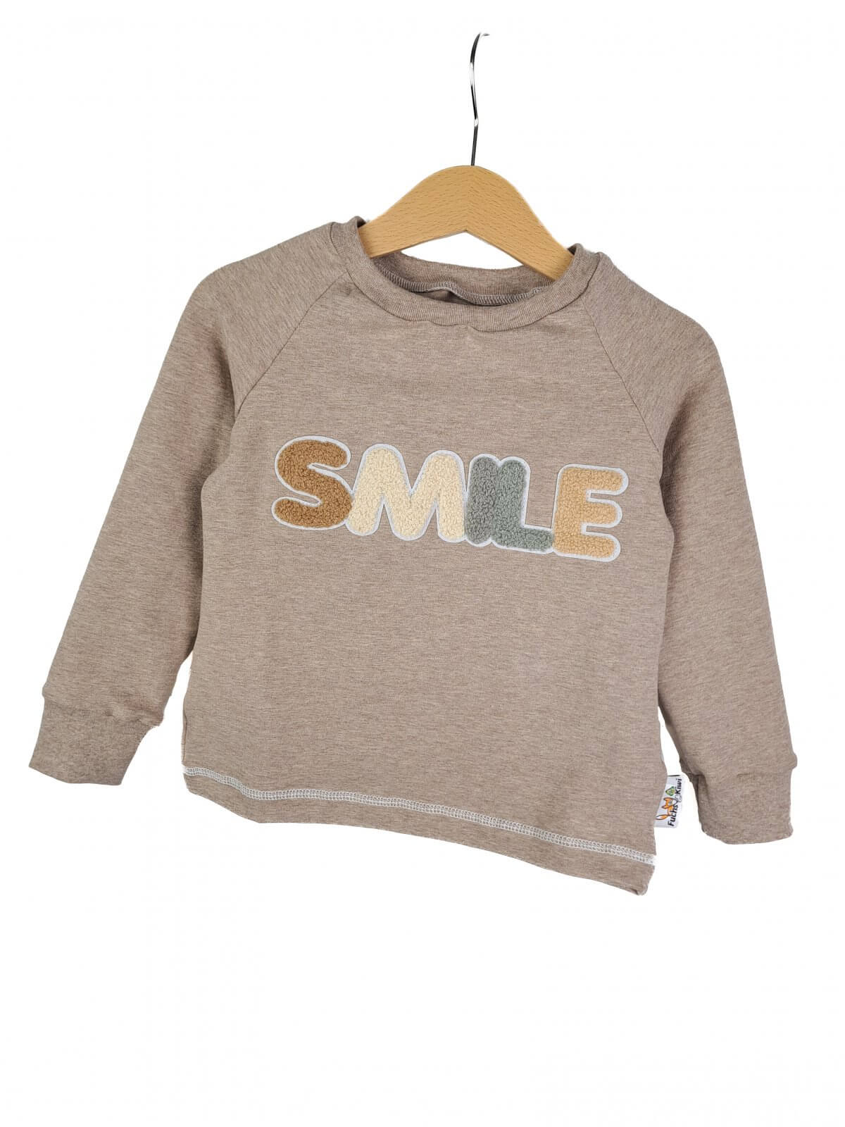 Langarmshirt Smile-Patch sand