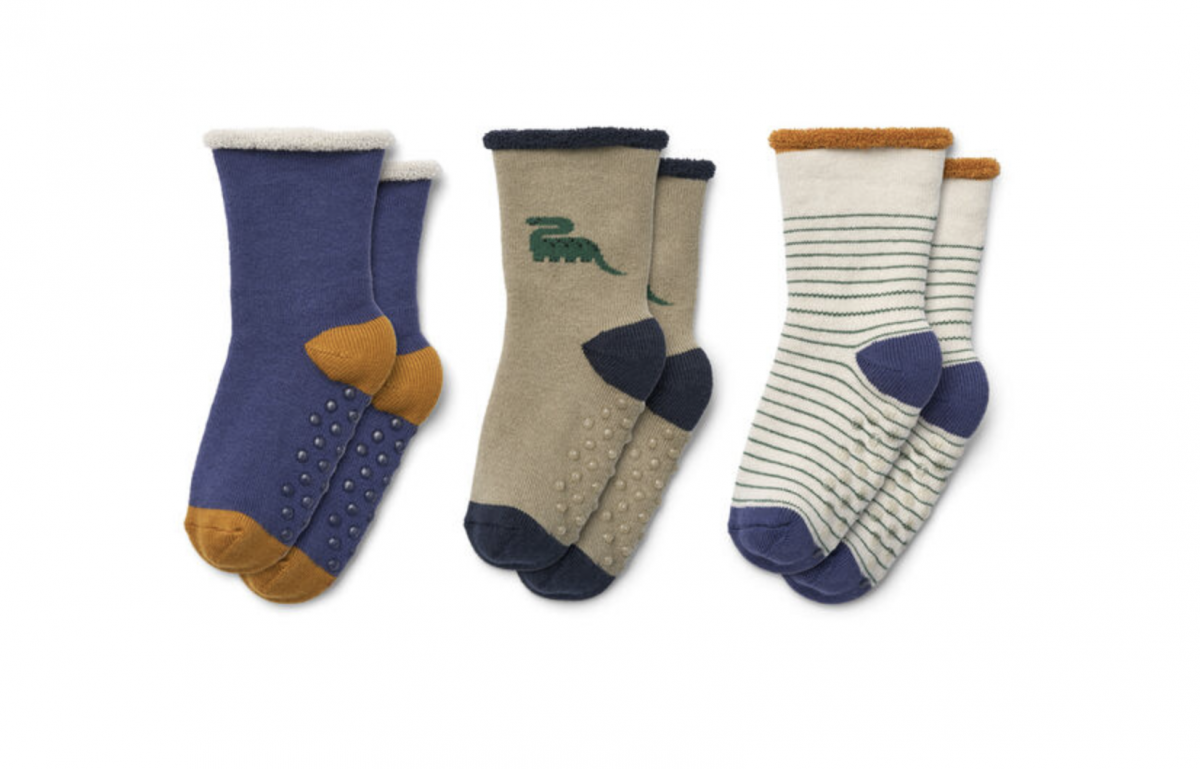 Liewood Eloy Antirutsch-Babysocken 3er Pack dino /Mist mix