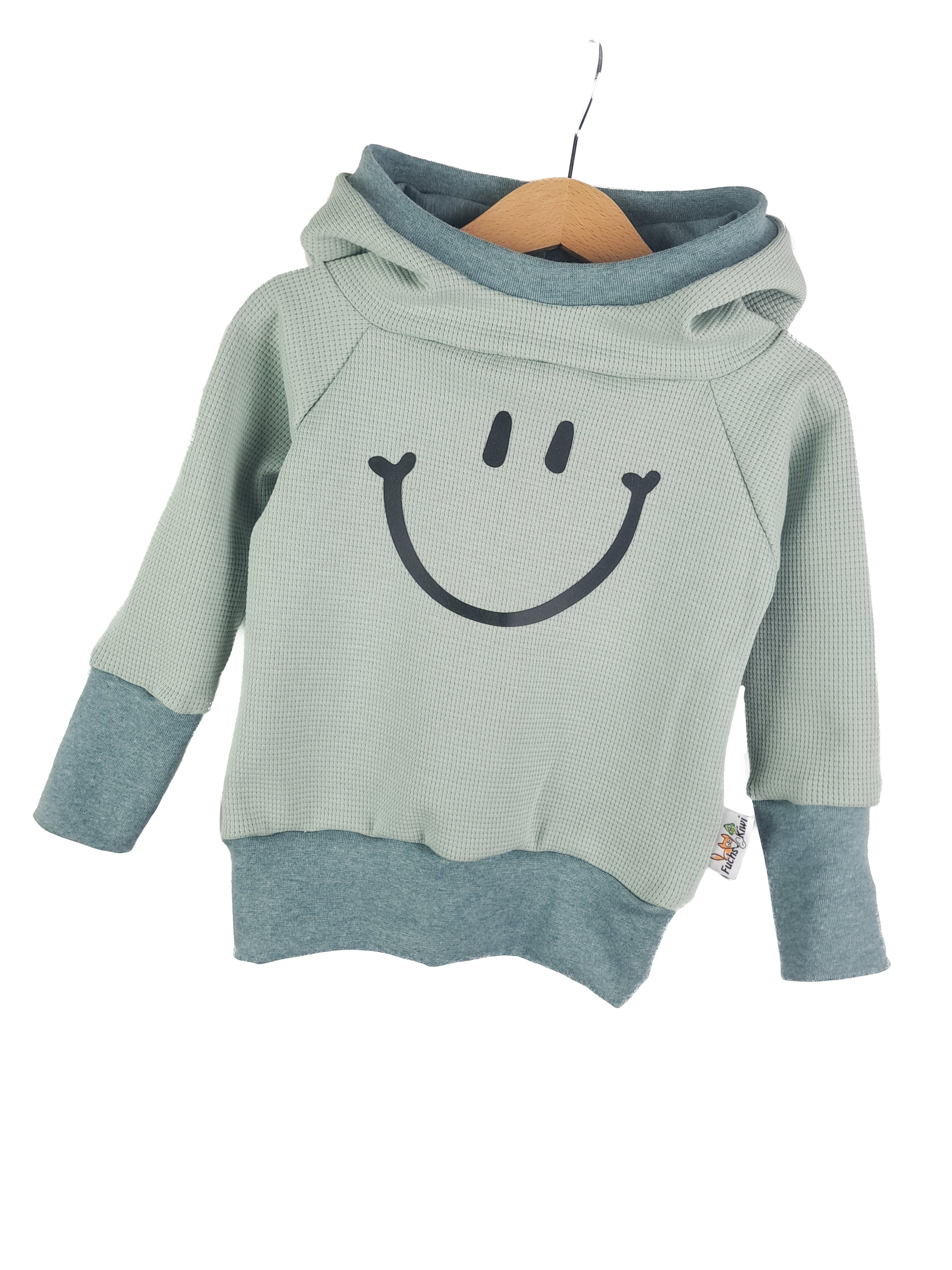 Hoodie Smiley-Patch Waffeljersey mint 86/92