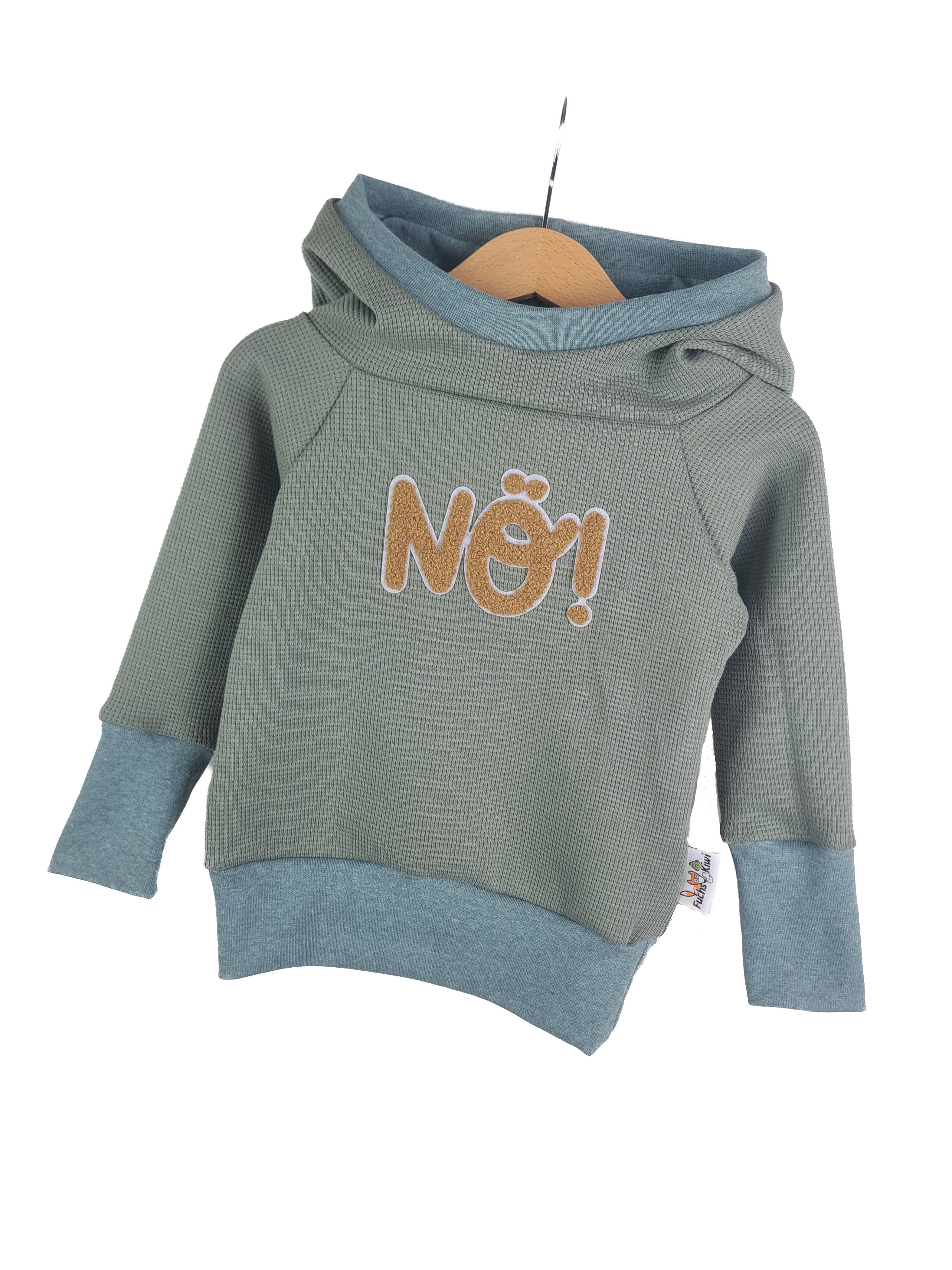 Hoodie Nö Patch taupe/altmint