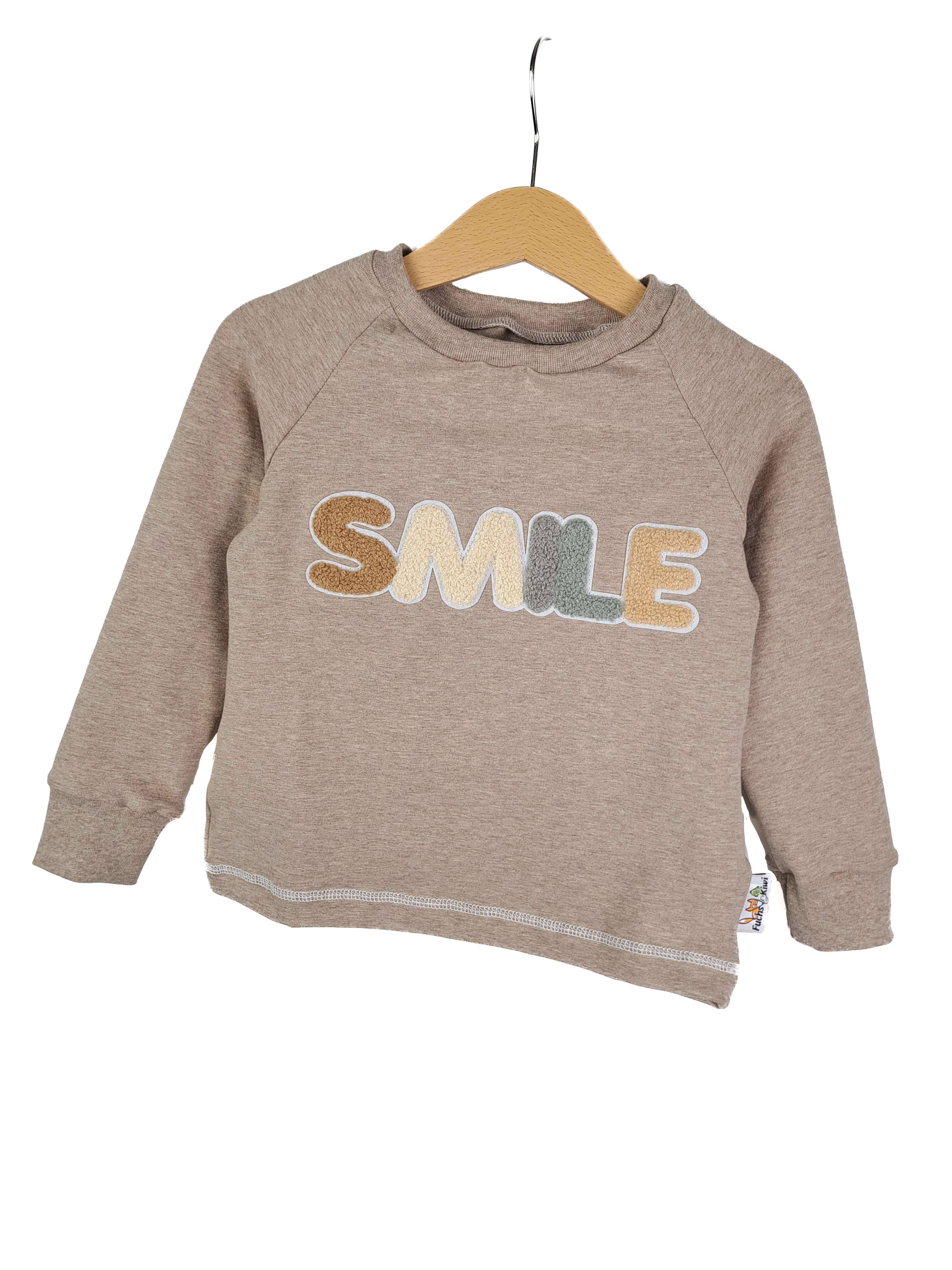 Langarmshirt Smile-Patch sand