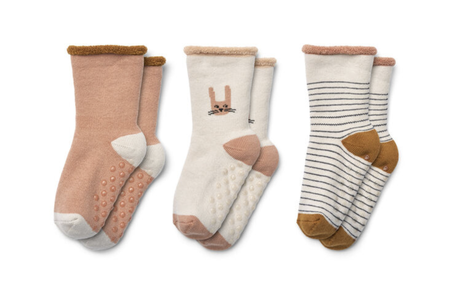 Liewood Eloy Antirutsch-Babysocken 3er Pack bunny/sandy mix